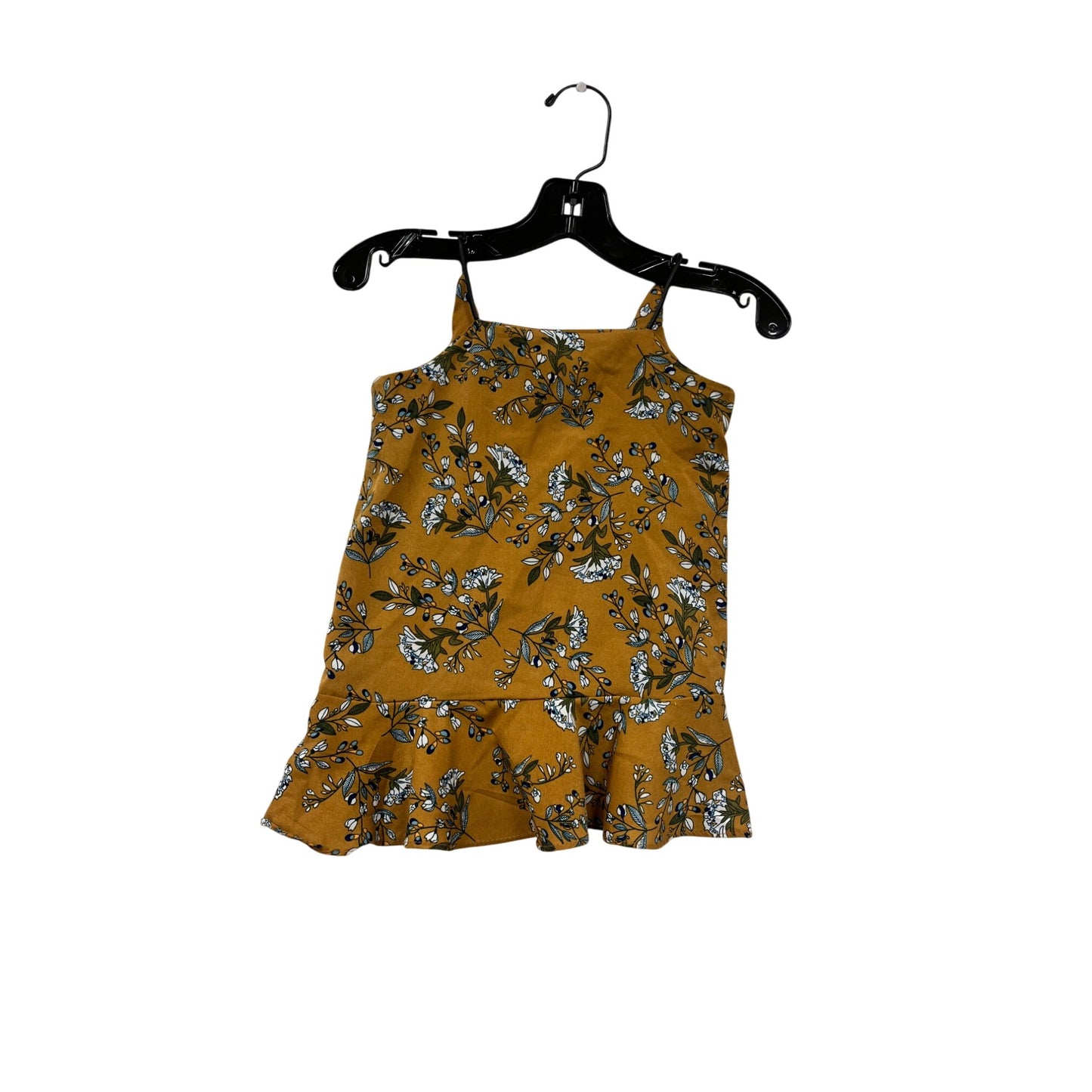 Girls Floral Mustard Sleeveless Peplum Top By Dangshanglan #8386