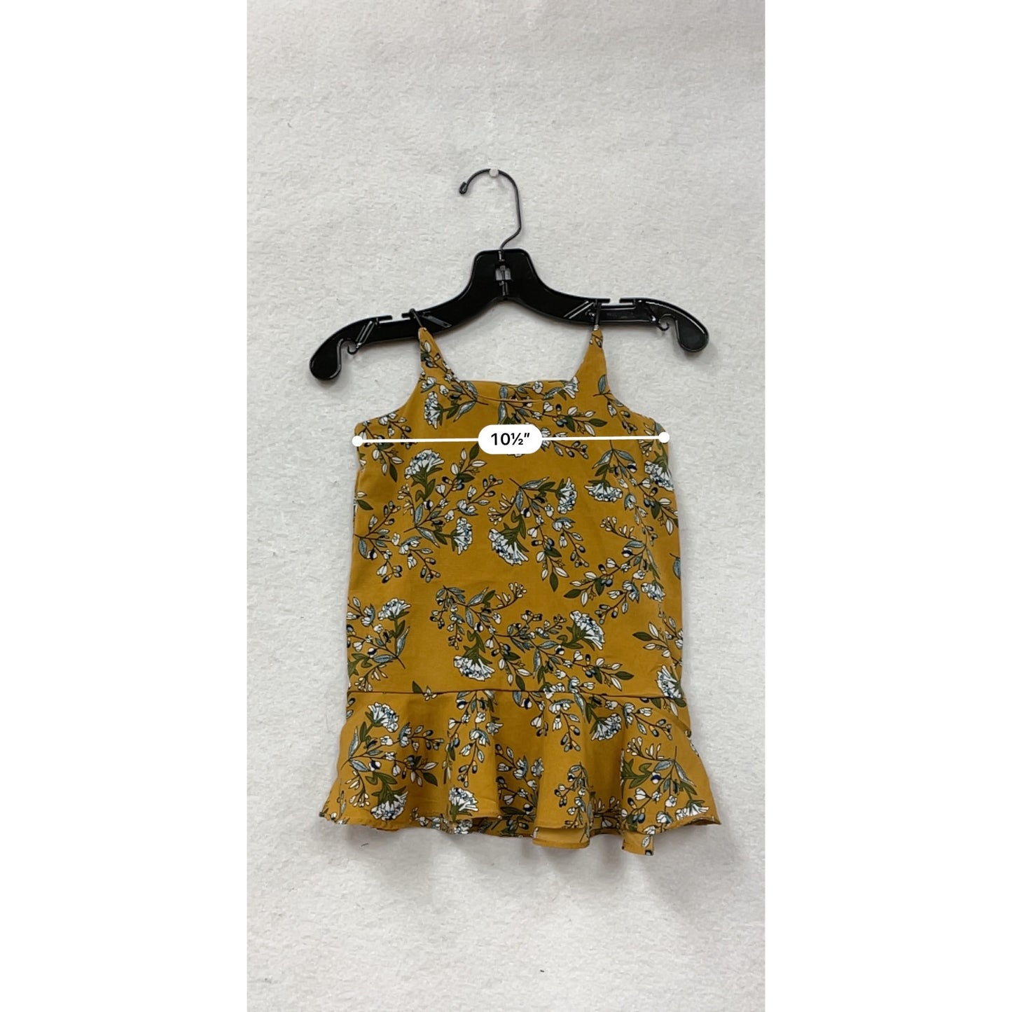 Girls Floral Mustard Sleeveless Peplum Top By Dangshanglan #8386