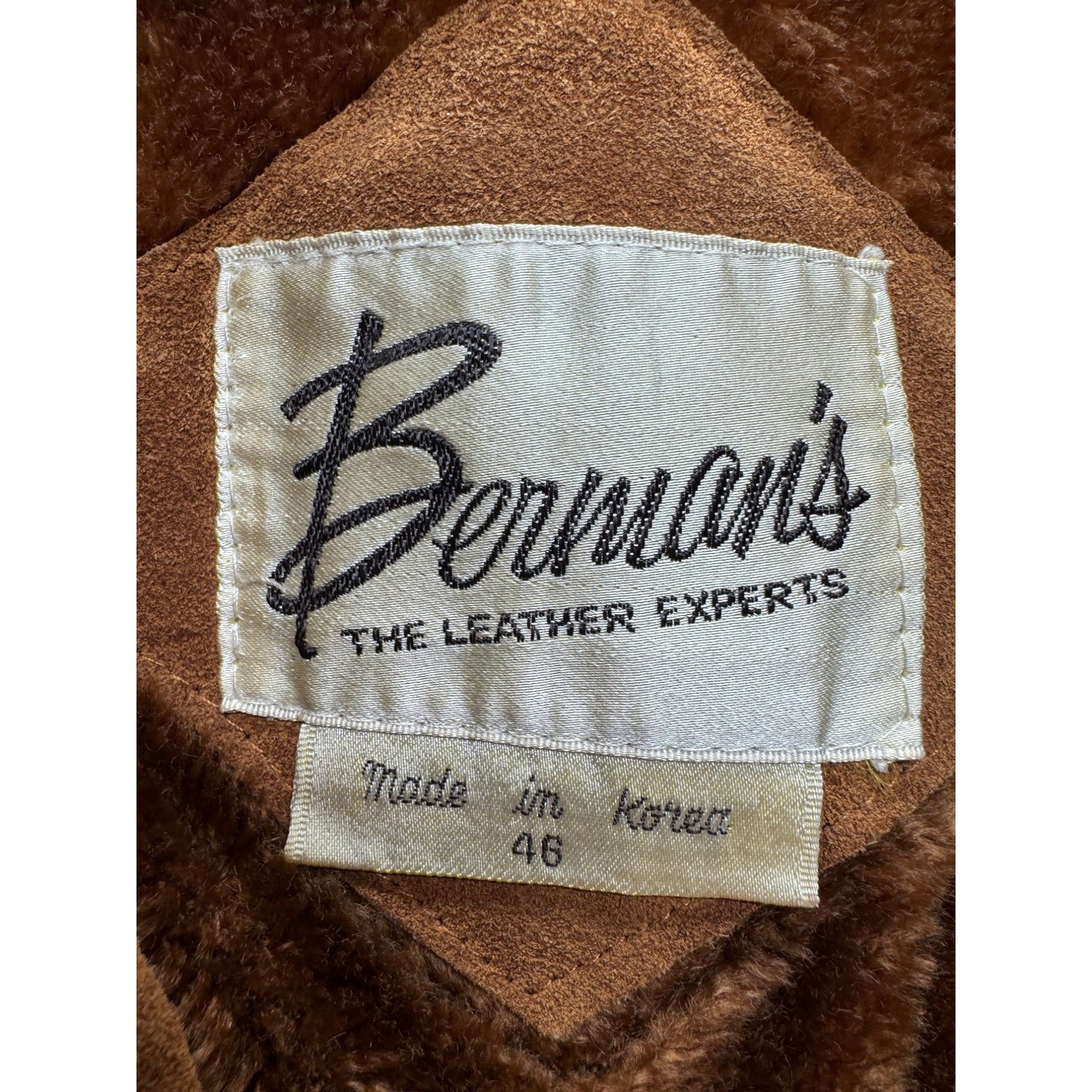 Vintage Bermans Brown Suede Bomber Jacket Size 46 #7990