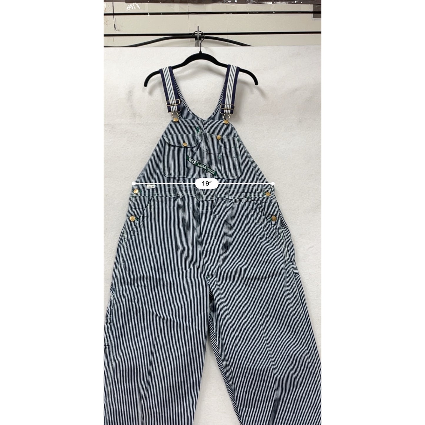 Vintage Key Imperial Blue & White Striped Overalls 40x30 #8956