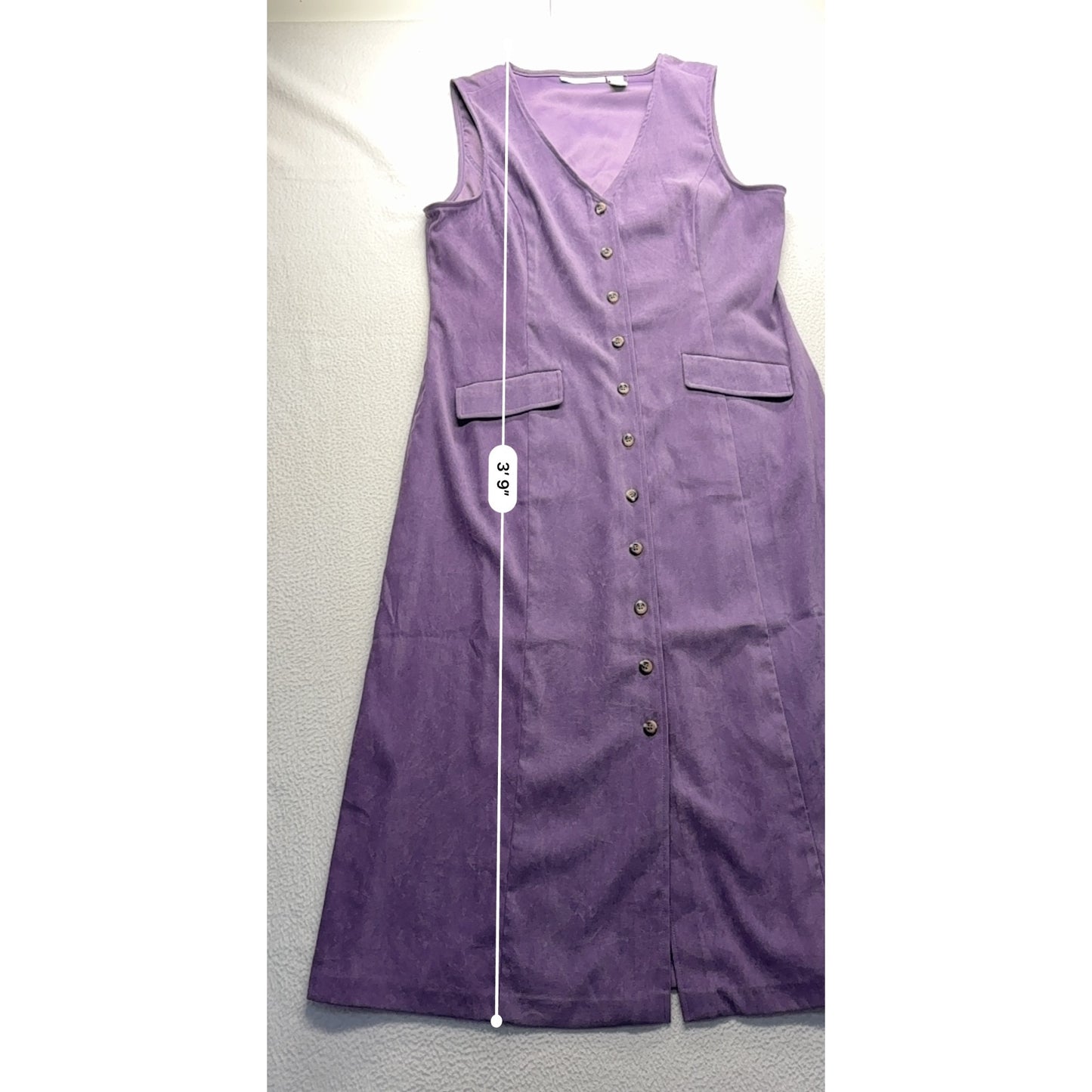 Vintage Appleseeds Purple Sleeveless Button-Up Midi Dress #7688