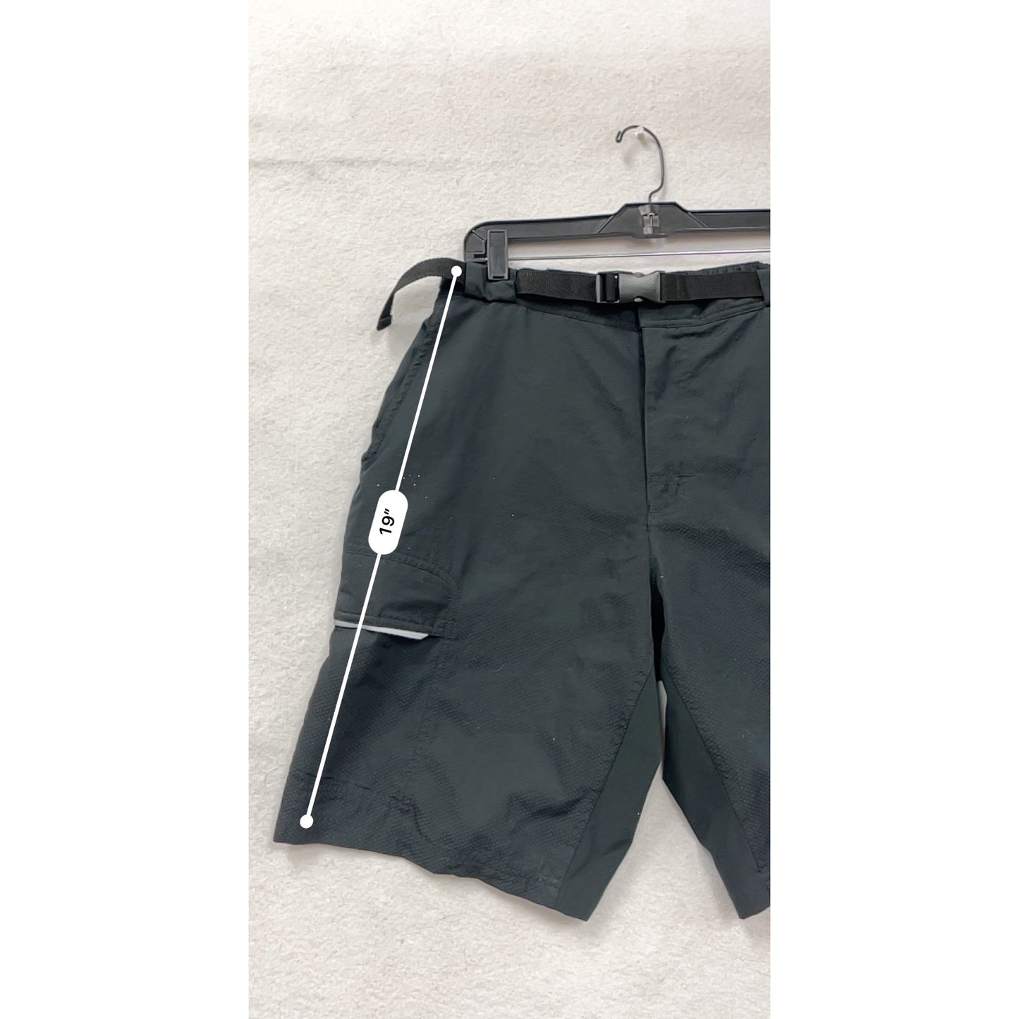 Mens XL Trayl Black Cargo Trail Shorts W/ Belt & Reflective Details #6603