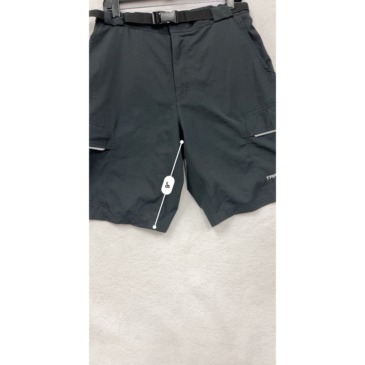 Mens XL Trayl Black Cargo Trail Shorts W/ Belt & Reflective Details #6603