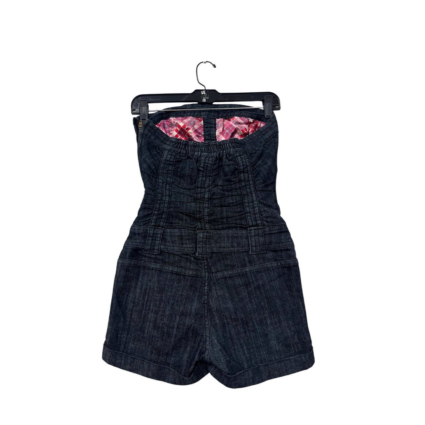 Womens Small Strapless Denim Romper With Button Front & Side Zipper By Boom Boom Jeans #6763