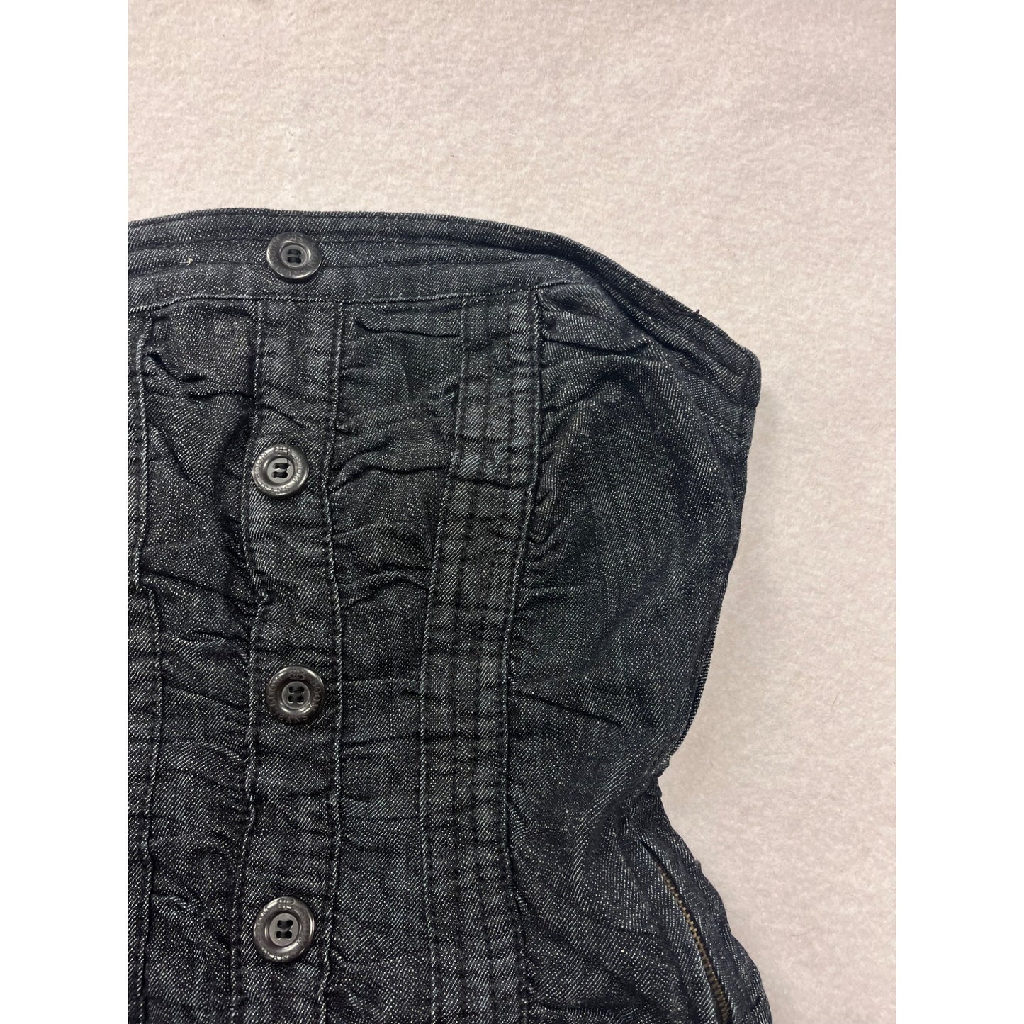 Womens Small Strapless Denim Romper With Button Front & Side Zipper By Boom Boom Jeans #6763