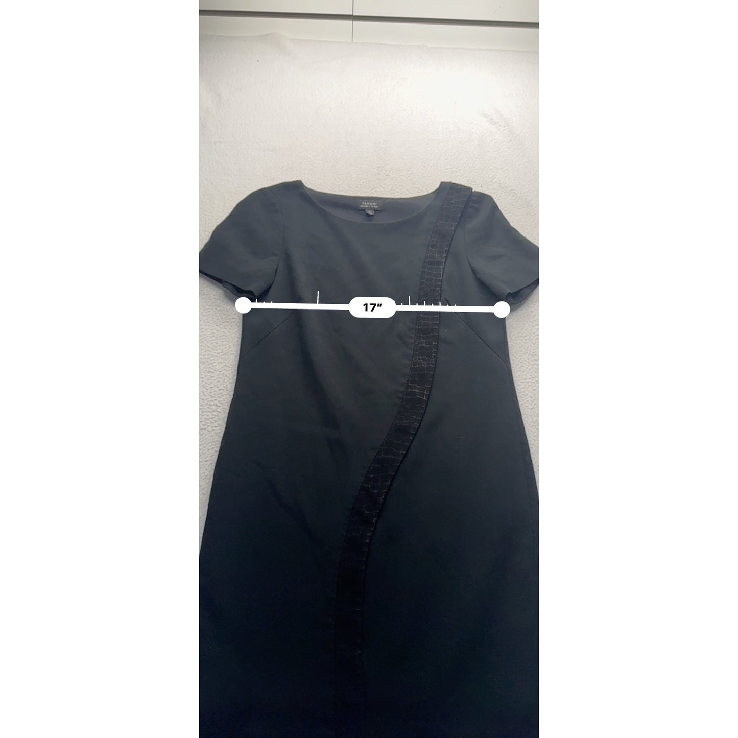 Tahari Arthur S. Levine Black Sheath Dress Textured Trim Size 4 #9143