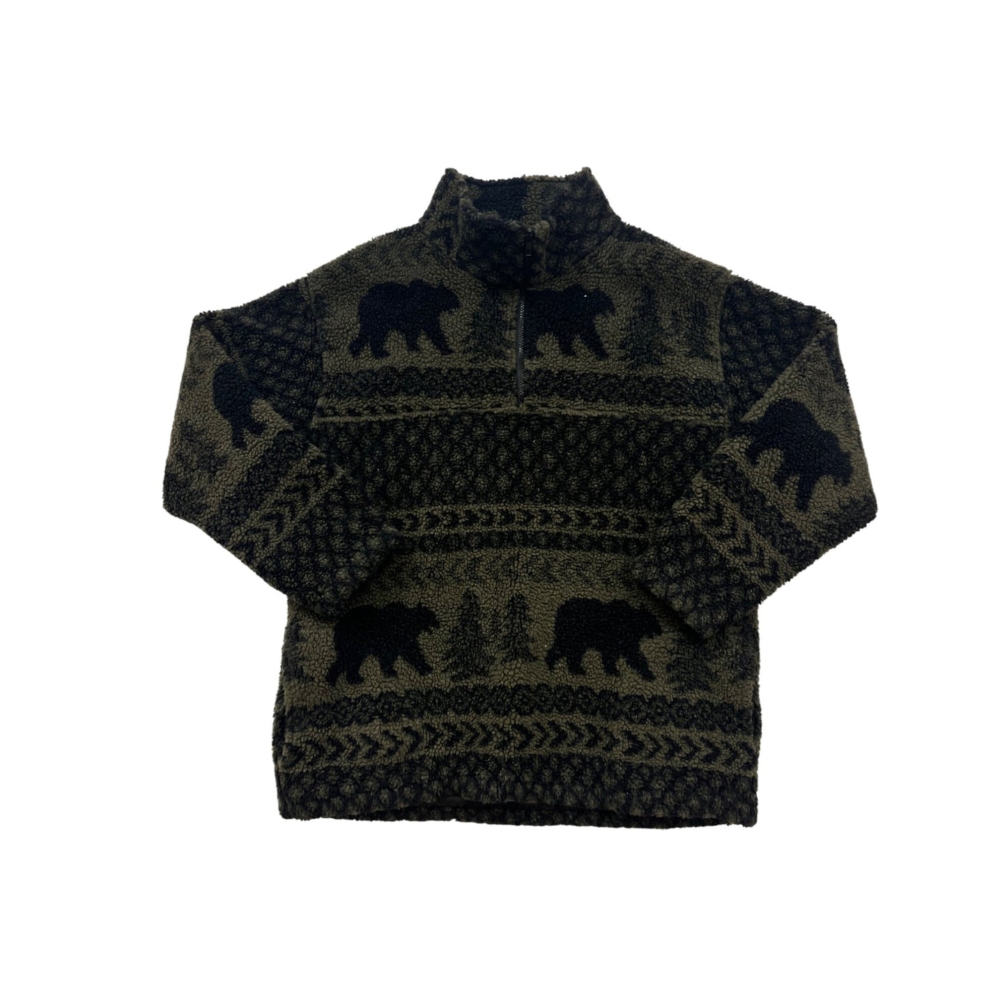 Womens XL Forest-Themed Sherpa Quarter-Zip Pullover #8170