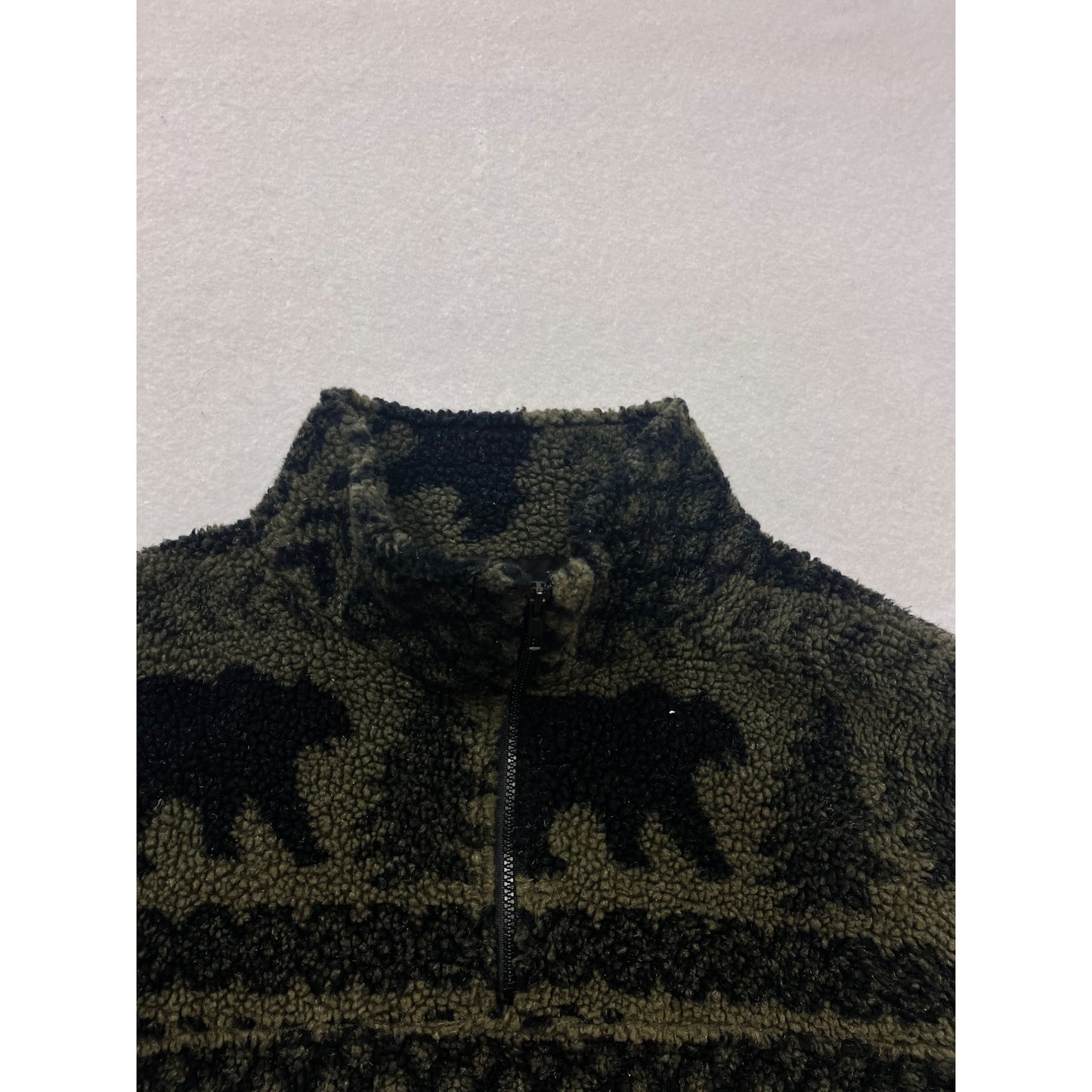 Womens XL Forest-Themed Sherpa Quarter-Zip Pullover #8170