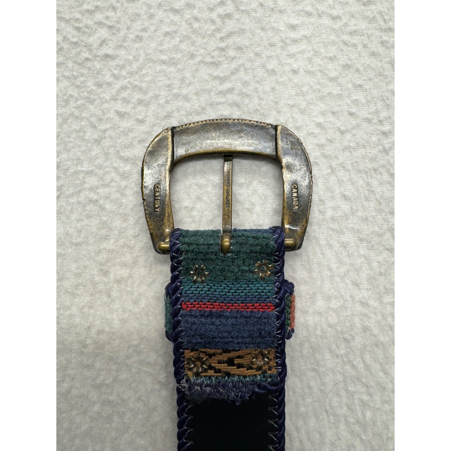 Vintage Elite Woven Southwestern Style Belt With Brass Buckle #7542