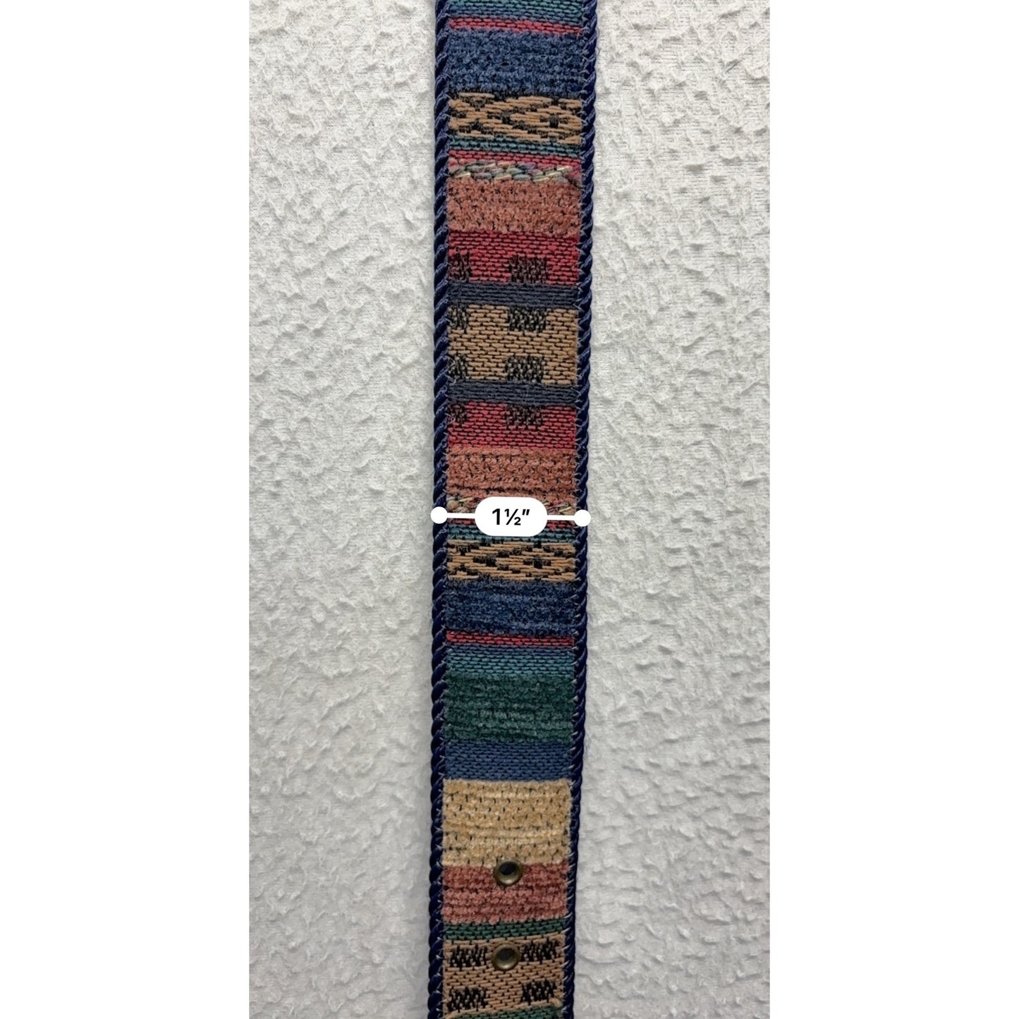 Vintage Elite Woven Southwestern Style Belt With Brass Buckle #7542