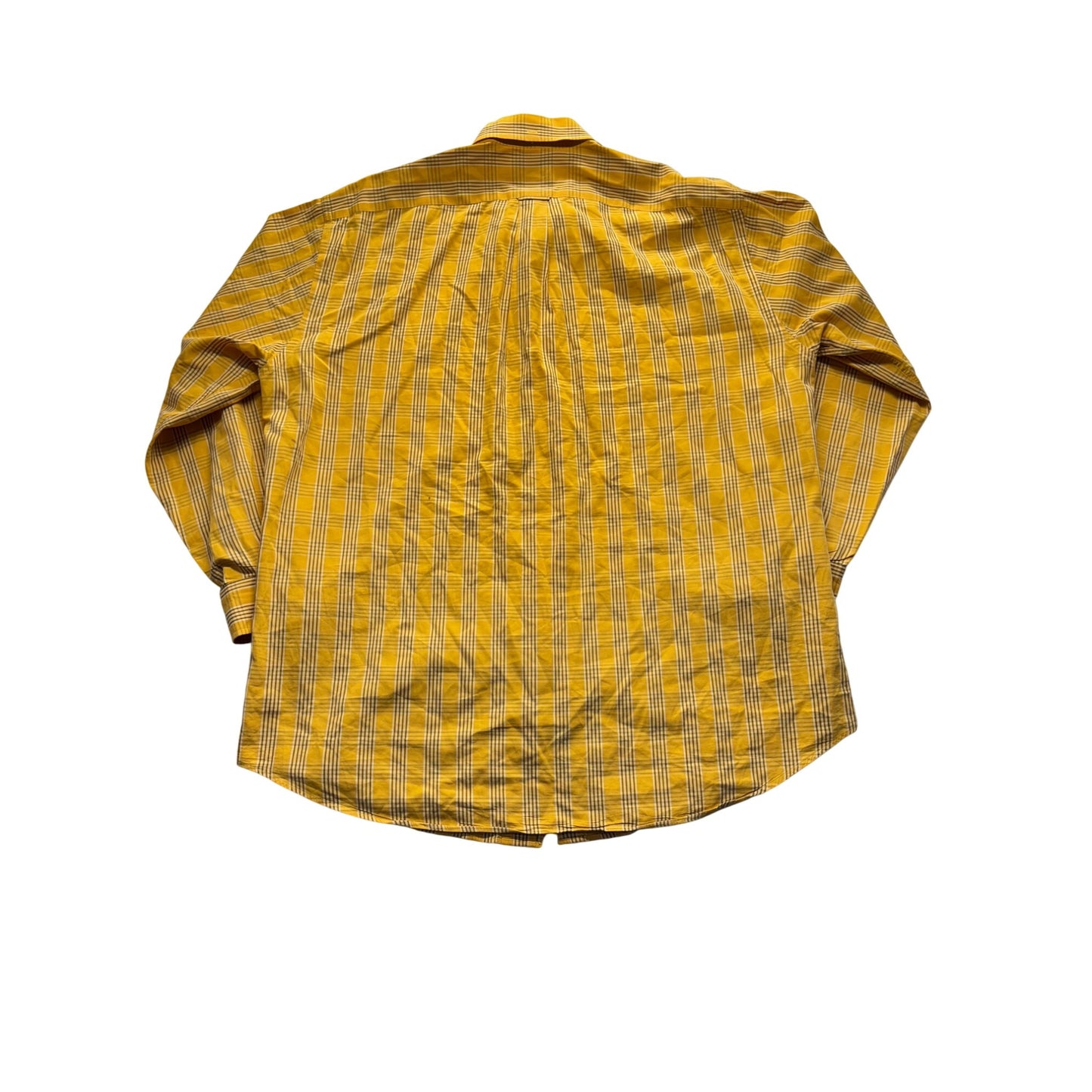 Faconnable Yellow & White Plaid Long Sleeve Button-Down Shirt 100% Cotton #7795