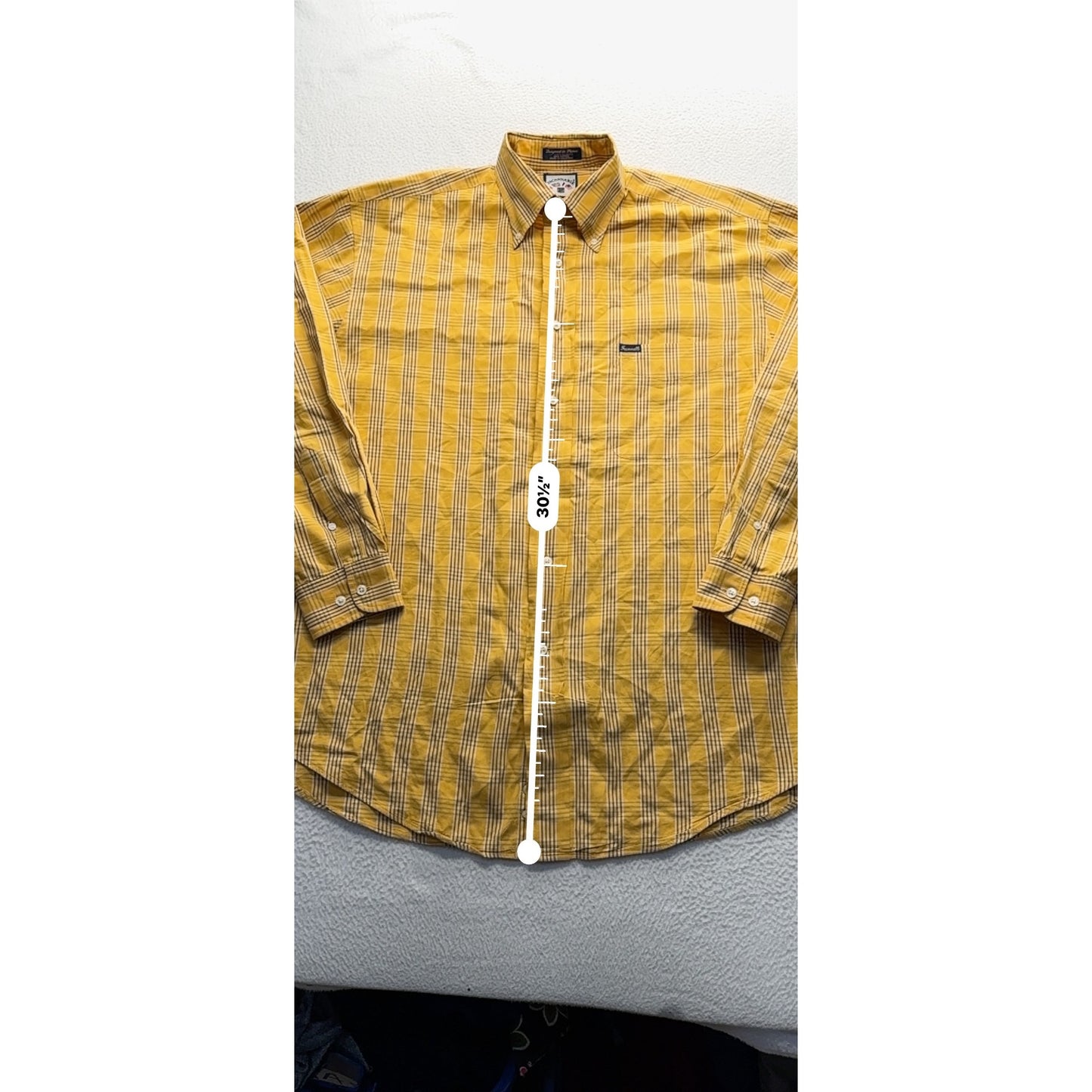 Faconnable Yellow & White Plaid Long Sleeve Button-Down Shirt 100% Cotton #7795