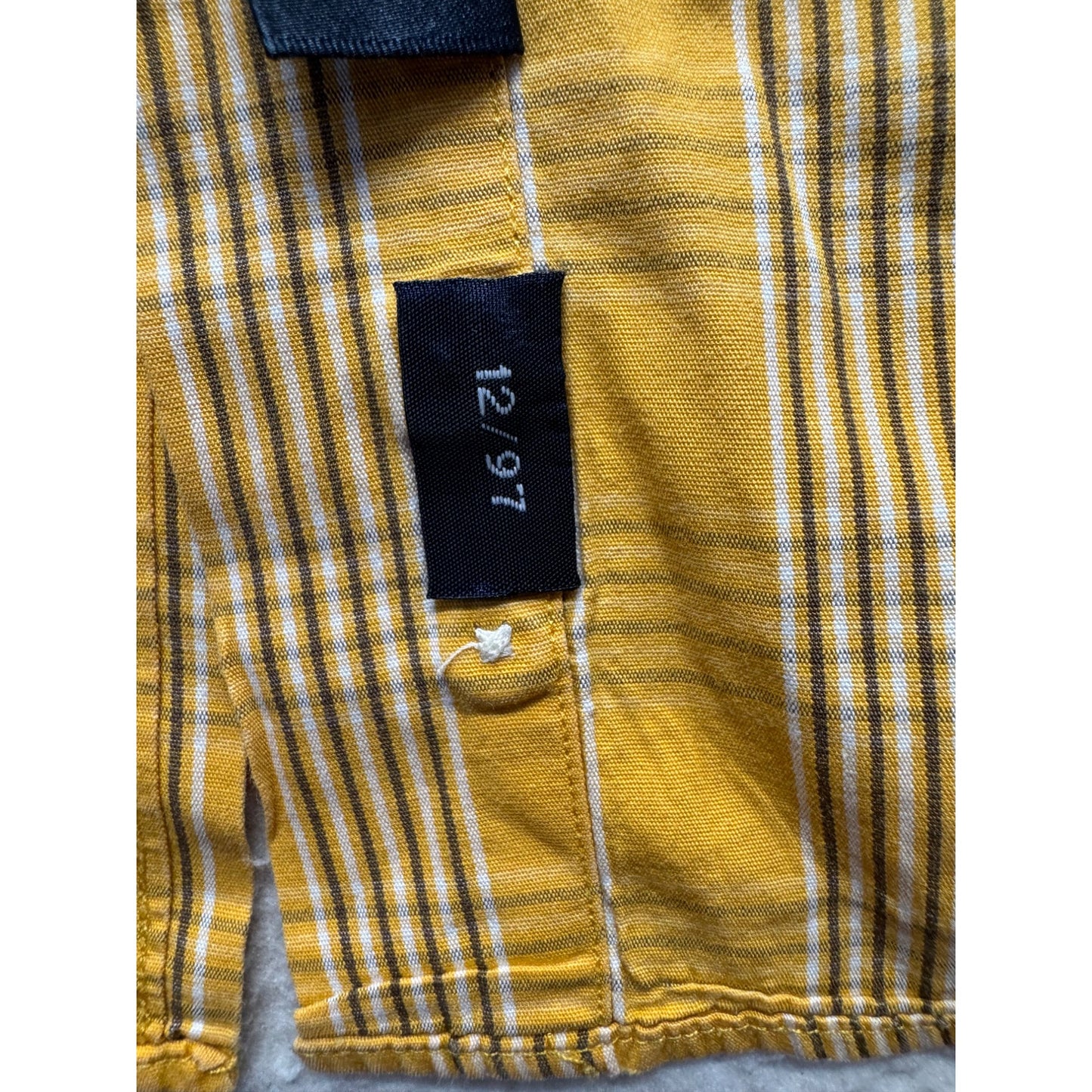 Faconnable Yellow & White Plaid Long Sleeve Button-Down Shirt 100% Cotton #7795