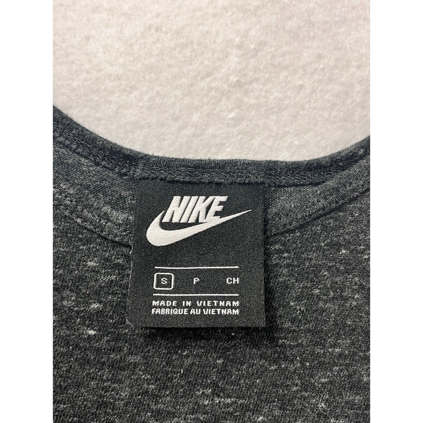 Nike Womens Heathered Black Sleeveless Romper With Drawstring Waist & Wide-Leg Design #6698