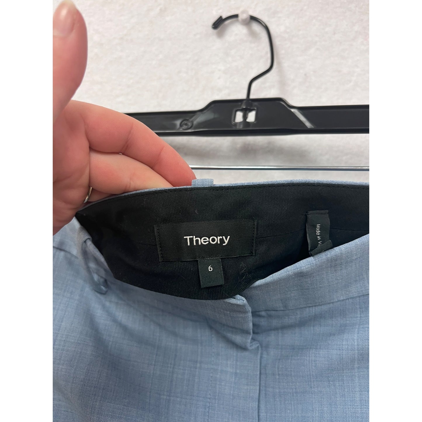 Theory Womens Gray Wool-Blend Trousers Sz 6 With Front & Back Pockets #8050