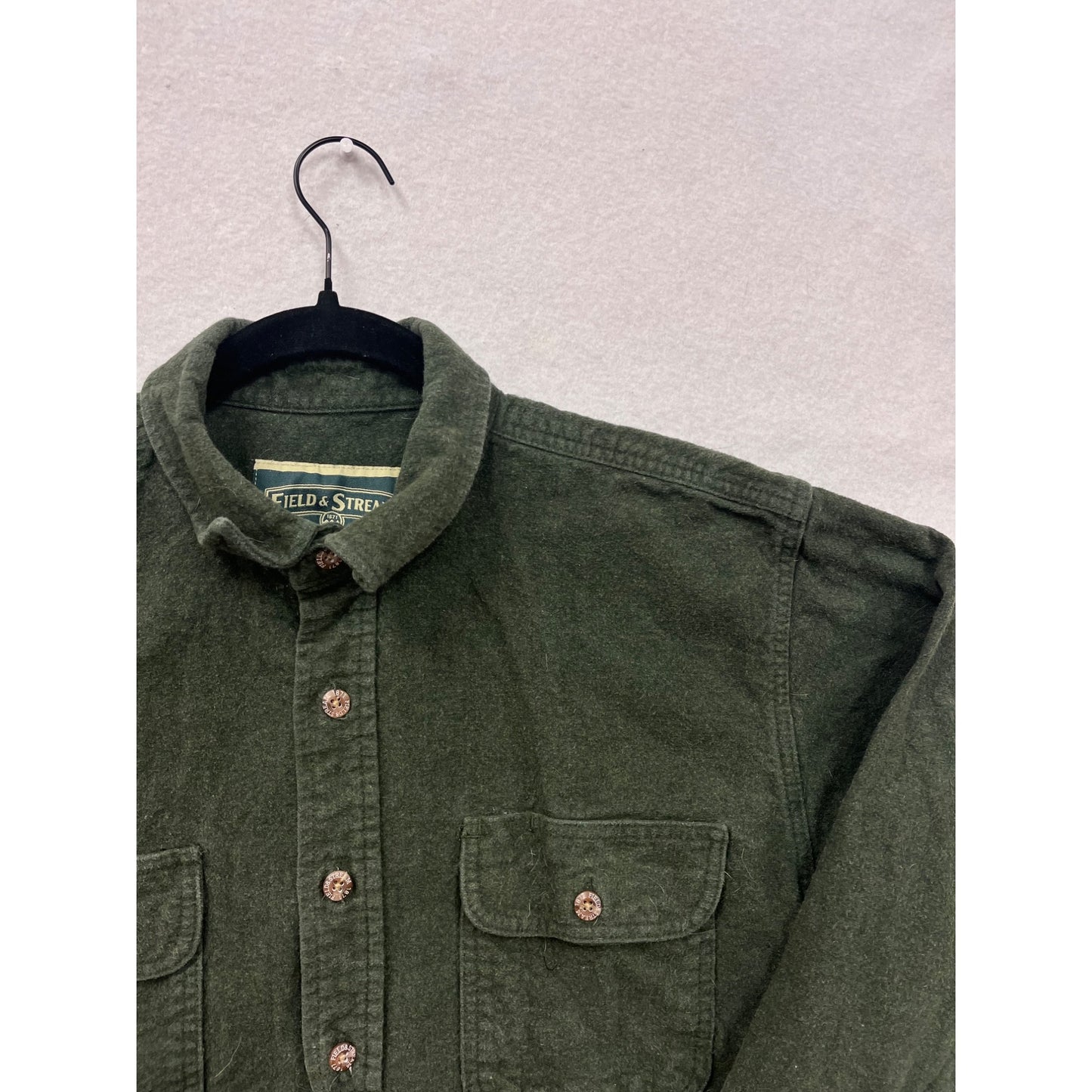 Field & Stream Mens XL Green Button-Up Flannel Shirt With Chest Pockets #6900