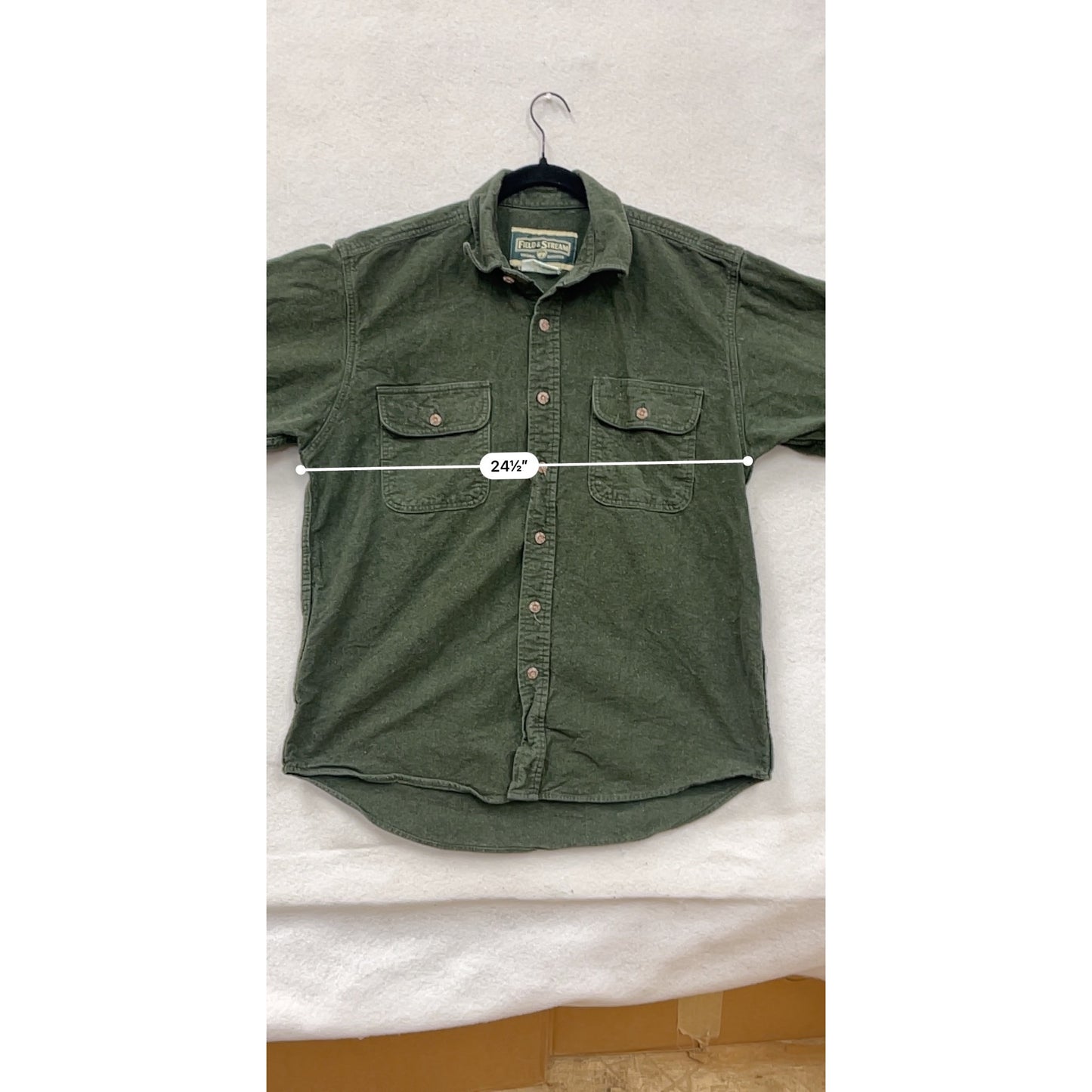 Field & Stream Mens XL Green Button-Up Flannel Shirt With Chest Pockets #6900
