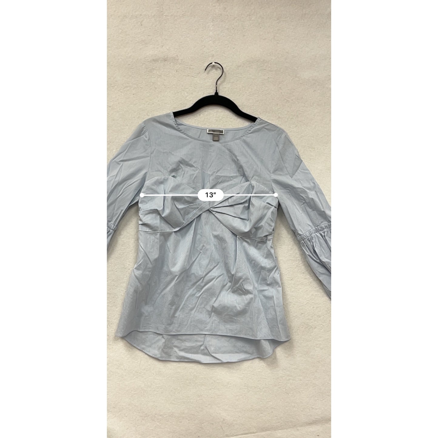 Blue Bell Sleeve Womens Top W/ Front Knot Detail & Tie Sleeves By Chelsea Size S #6840