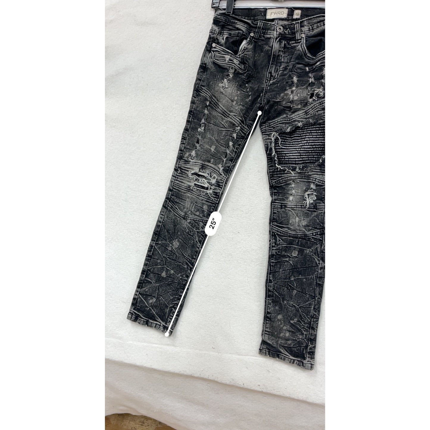 FWRD Denim Distressed Black Wash Slim Fit Jeans Size 16 #8947