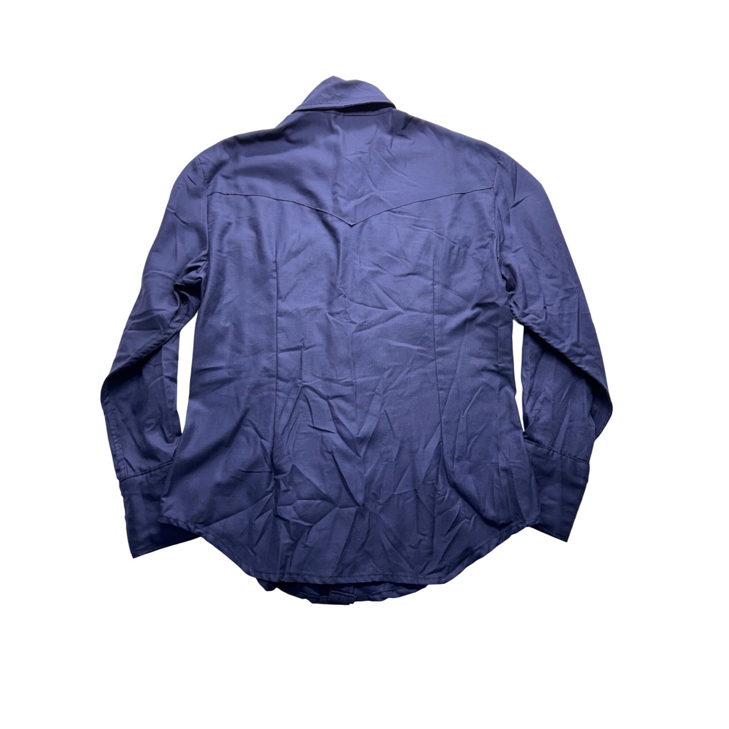 Mens Western Dark Blue Snap Button Long Sleeve Shirt #7981