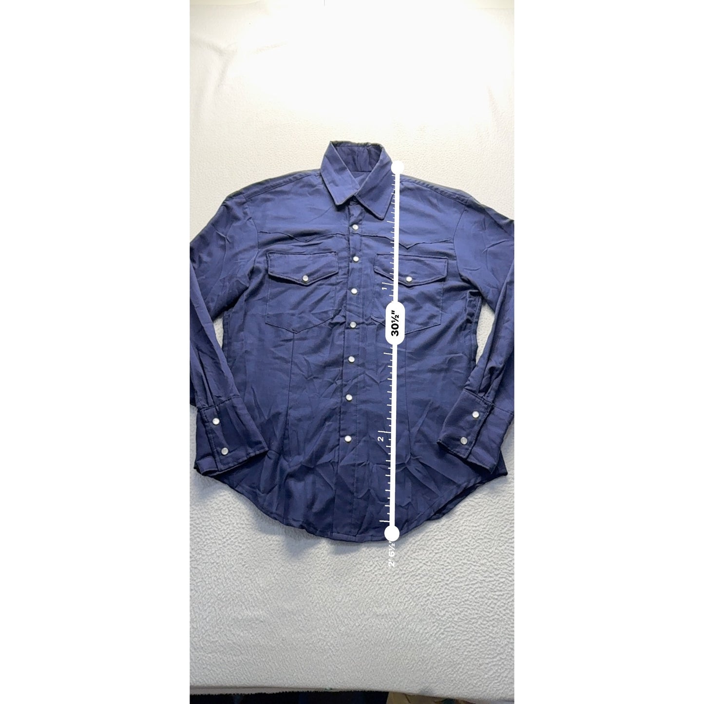 Mens Western Dark Blue Snap Button Long Sleeve Shirt #7981