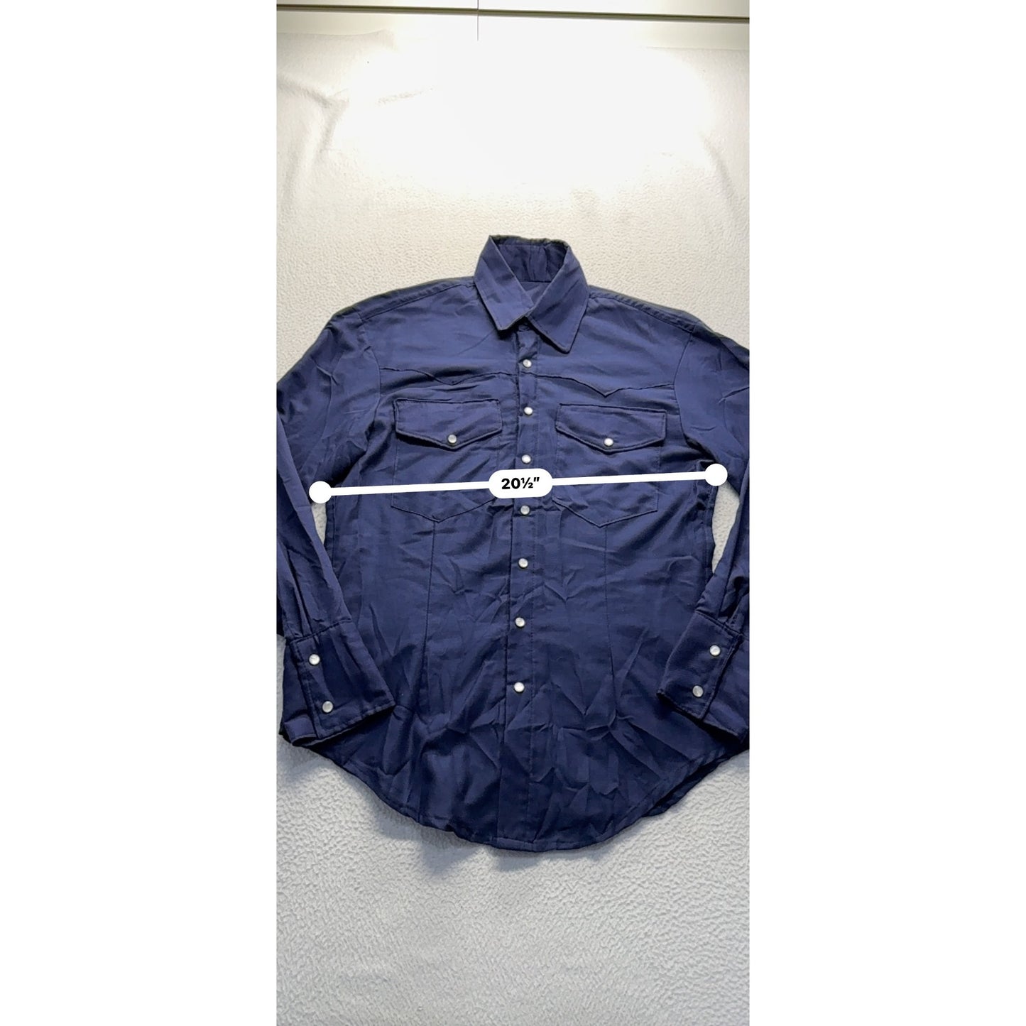 Mens Western Dark Blue Snap Button Long Sleeve Shirt #7981