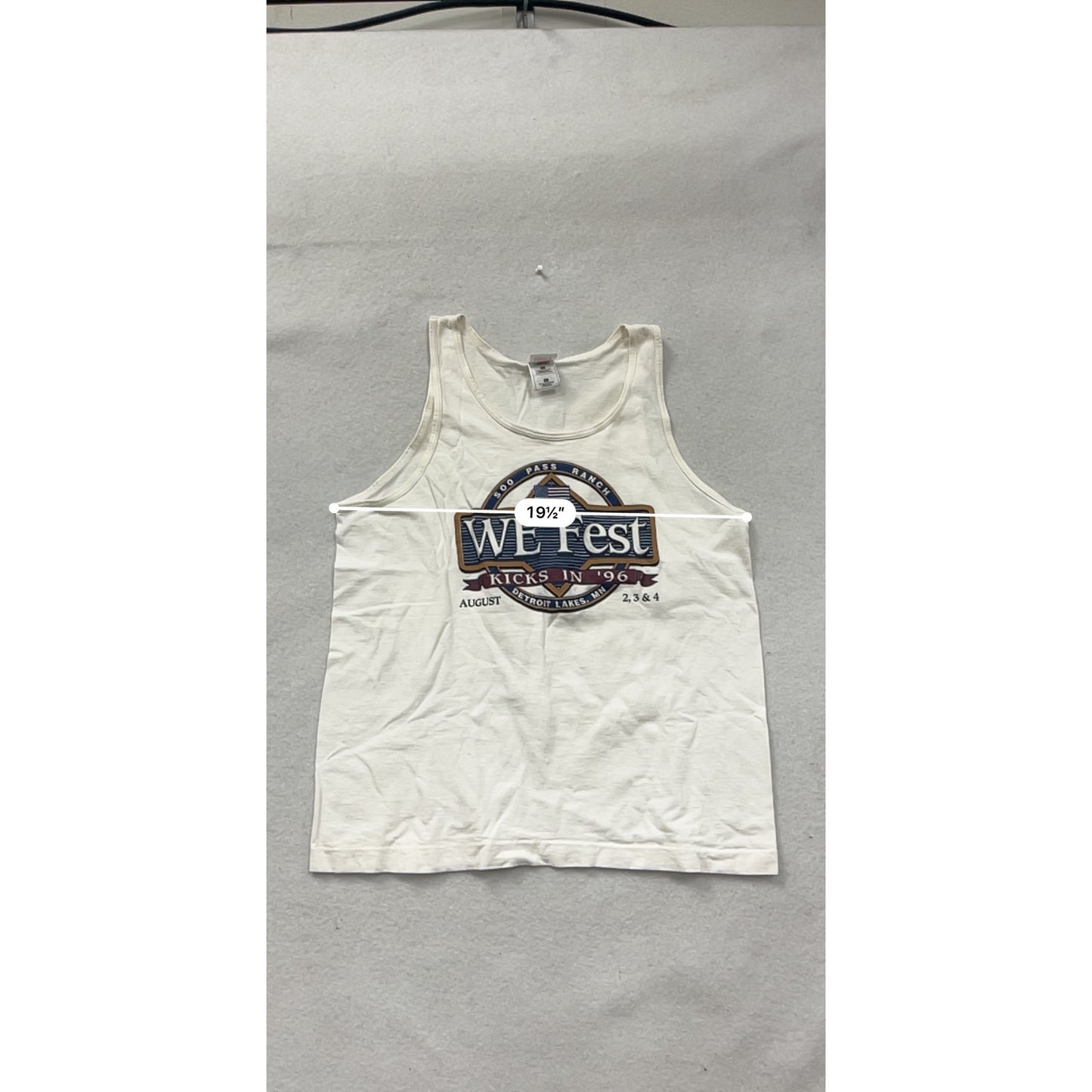 Vintage 1996 WE Fest Tank Top L Heavy Cotton White Sleeveless Concert Tee #8875