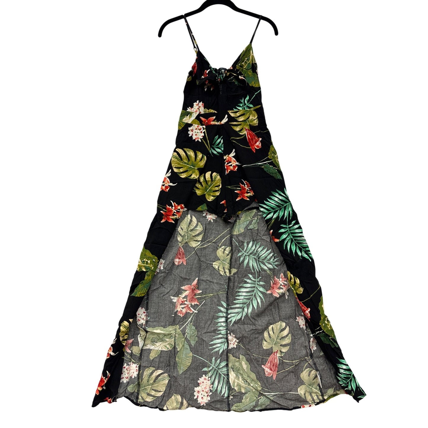 Soprano Black Maxi Dress with shorts featuring Tropical Floral Print & Adjustable Spaghetti Straps - Womens Size S #6976