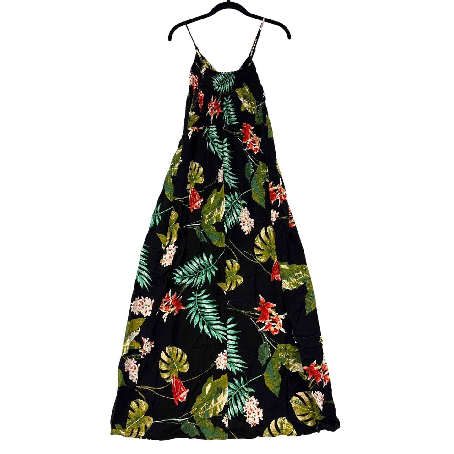 Soprano Black Maxi Dress with shorts featuring Tropical Floral Print & Adjustable Spaghetti Straps - Womens Size S #6976
