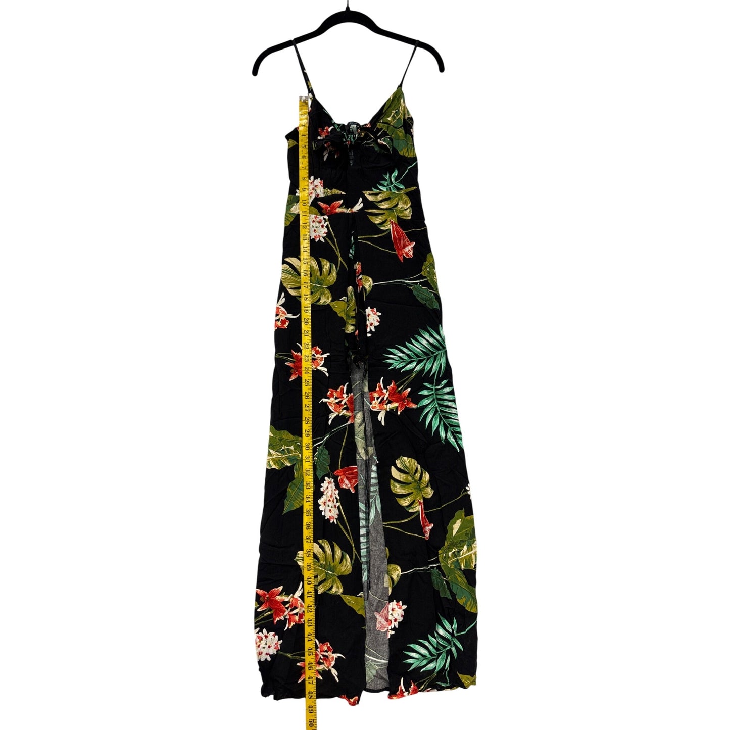 Soprano Black Maxi Dress with shorts featuring Tropical Floral Print & Adjustable Spaghetti Straps - Womens Size S #6976