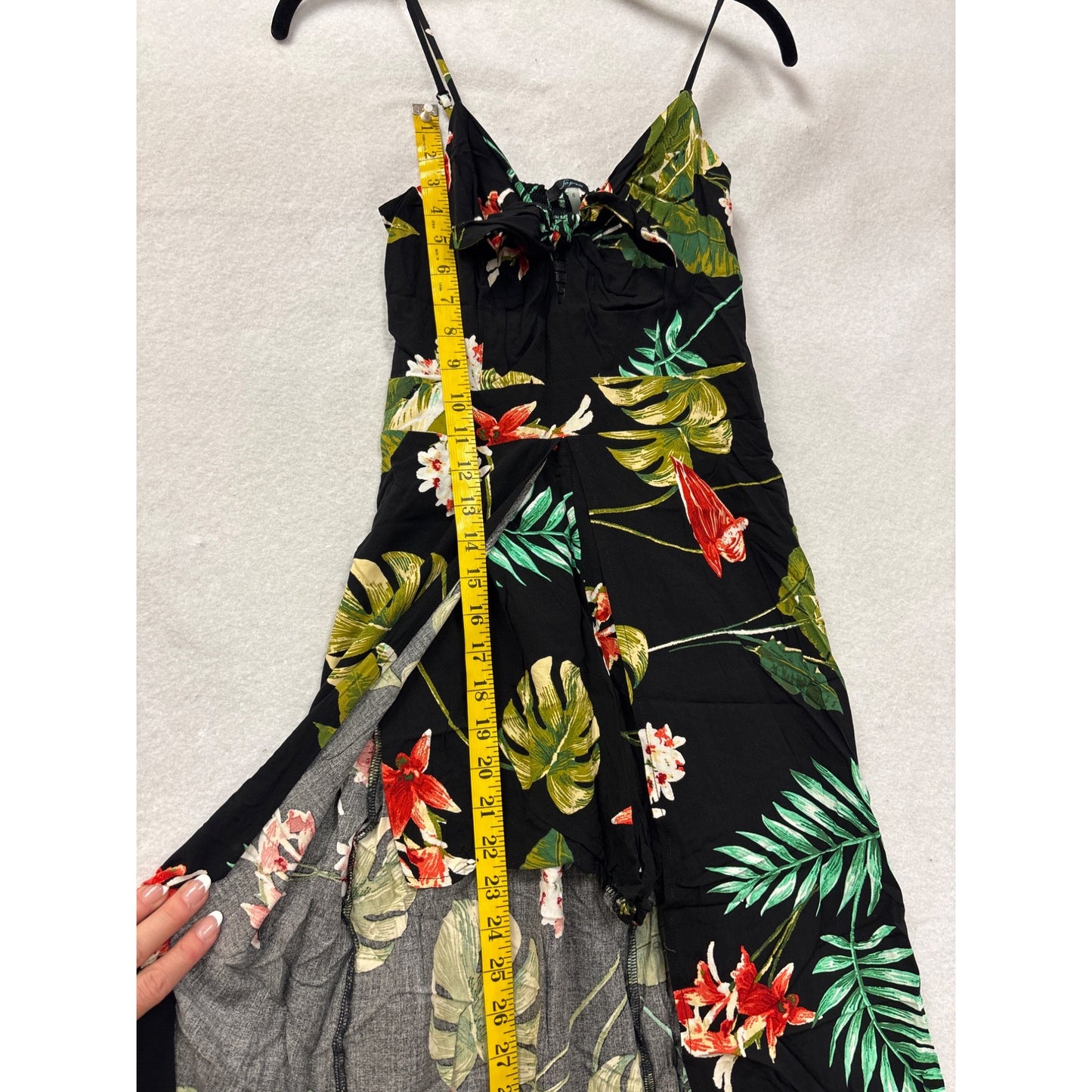 Soprano Black Maxi Dress with shorts featuring Tropical Floral Print & Adjustable Spaghetti Straps - Womens Size S #6976