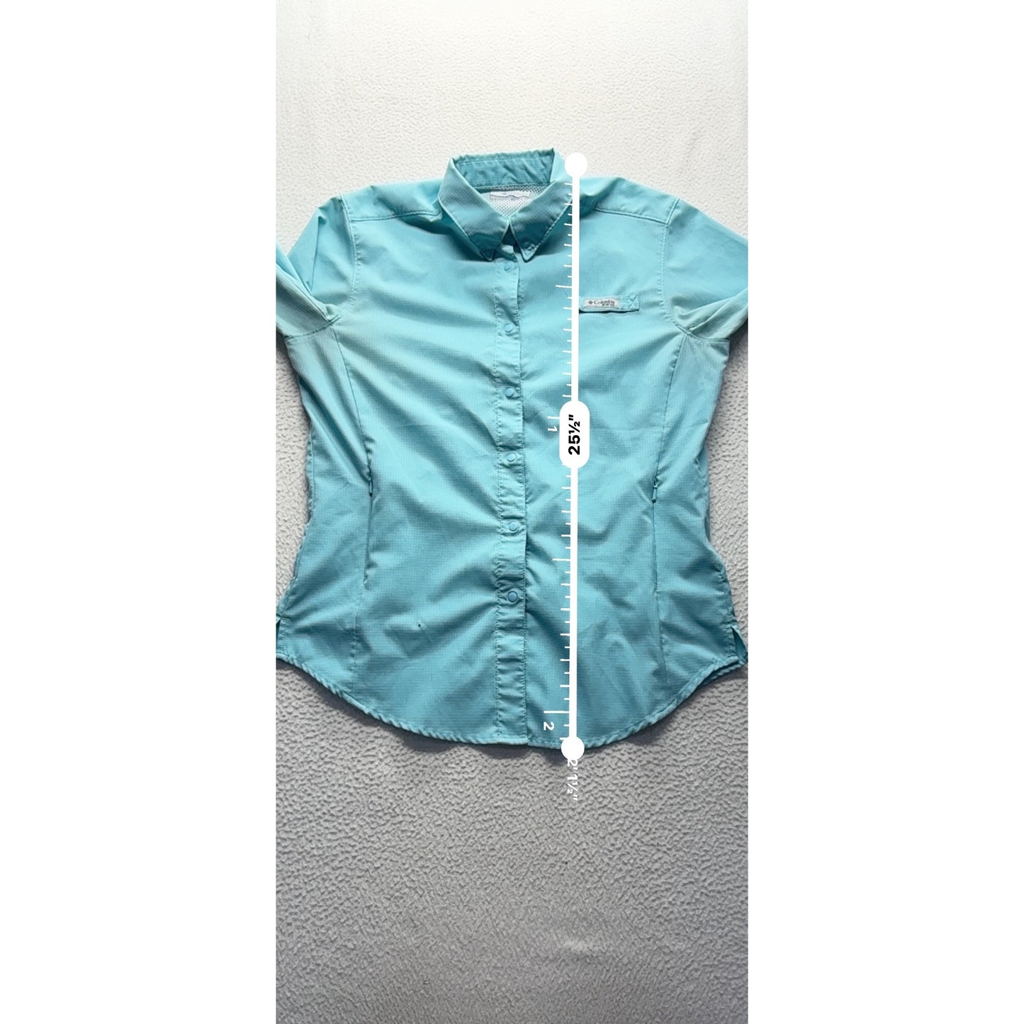 Columbia PFG Omni-Shade Long Sleeve Turquoise Fishing Shirt Womens Size S #9583