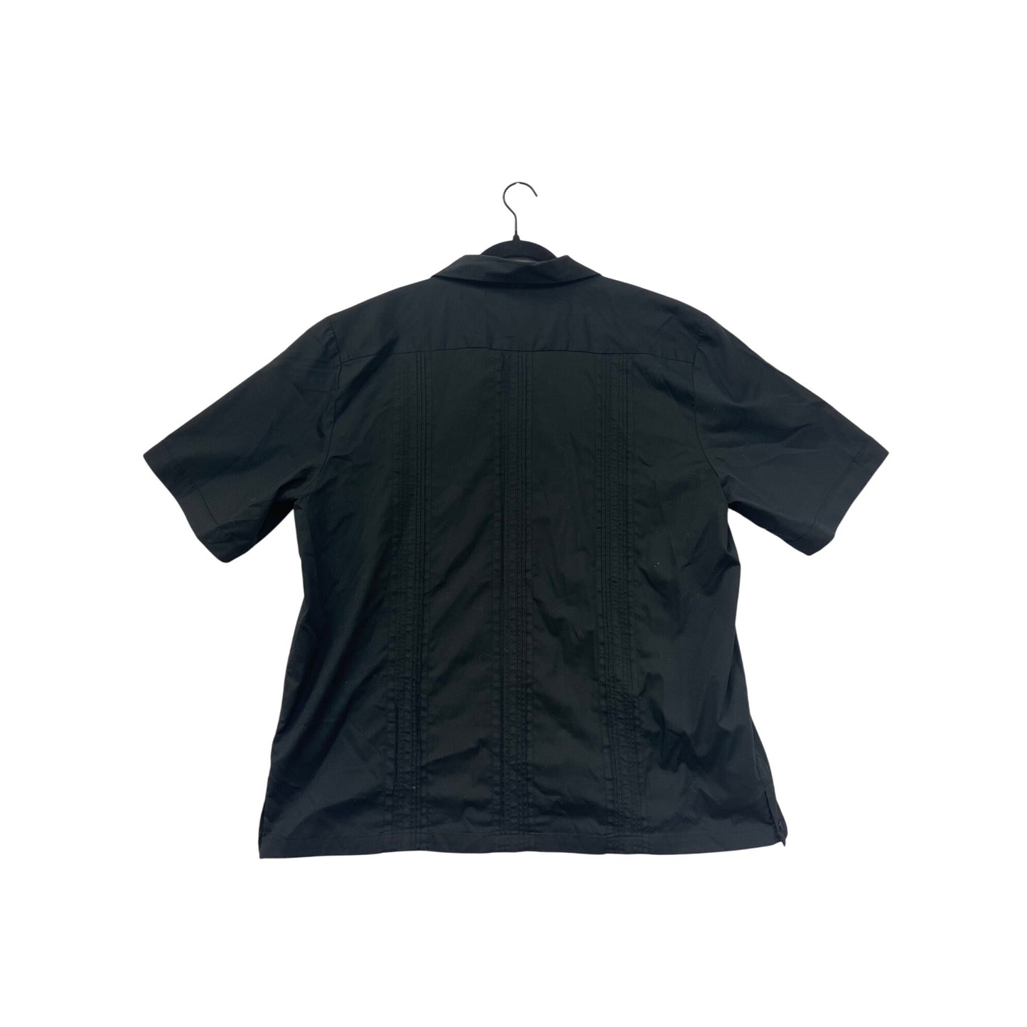 Mens Black TropiCool Guayabera Shirt XL Short Sleeve Button-Up #8087