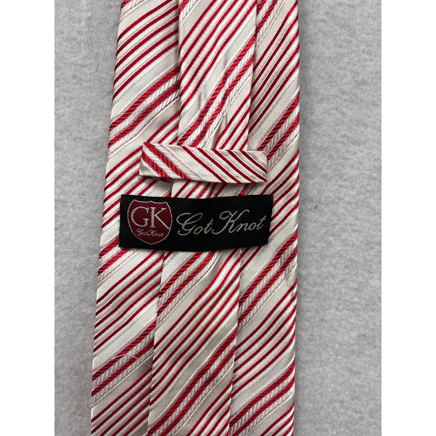 Mens Got Knot Red & White Striped 100% Silk #40A