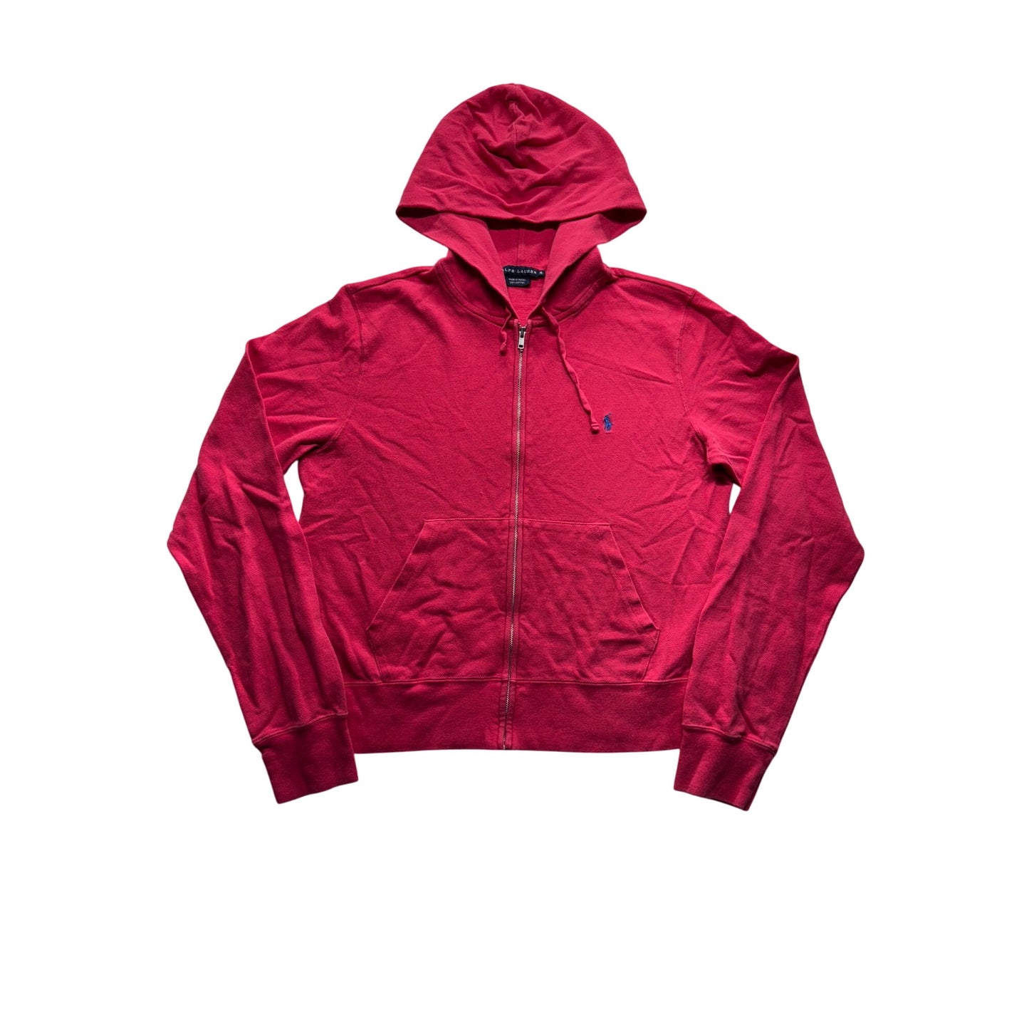 VTG Ralph Lauren Red Hoodie Jacket XL 100% Cotton #7968