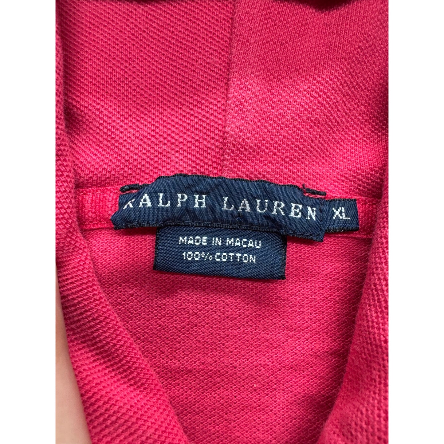 VTG Ralph Lauren Red Hoodie Jacket XL 100% Cotton #7968