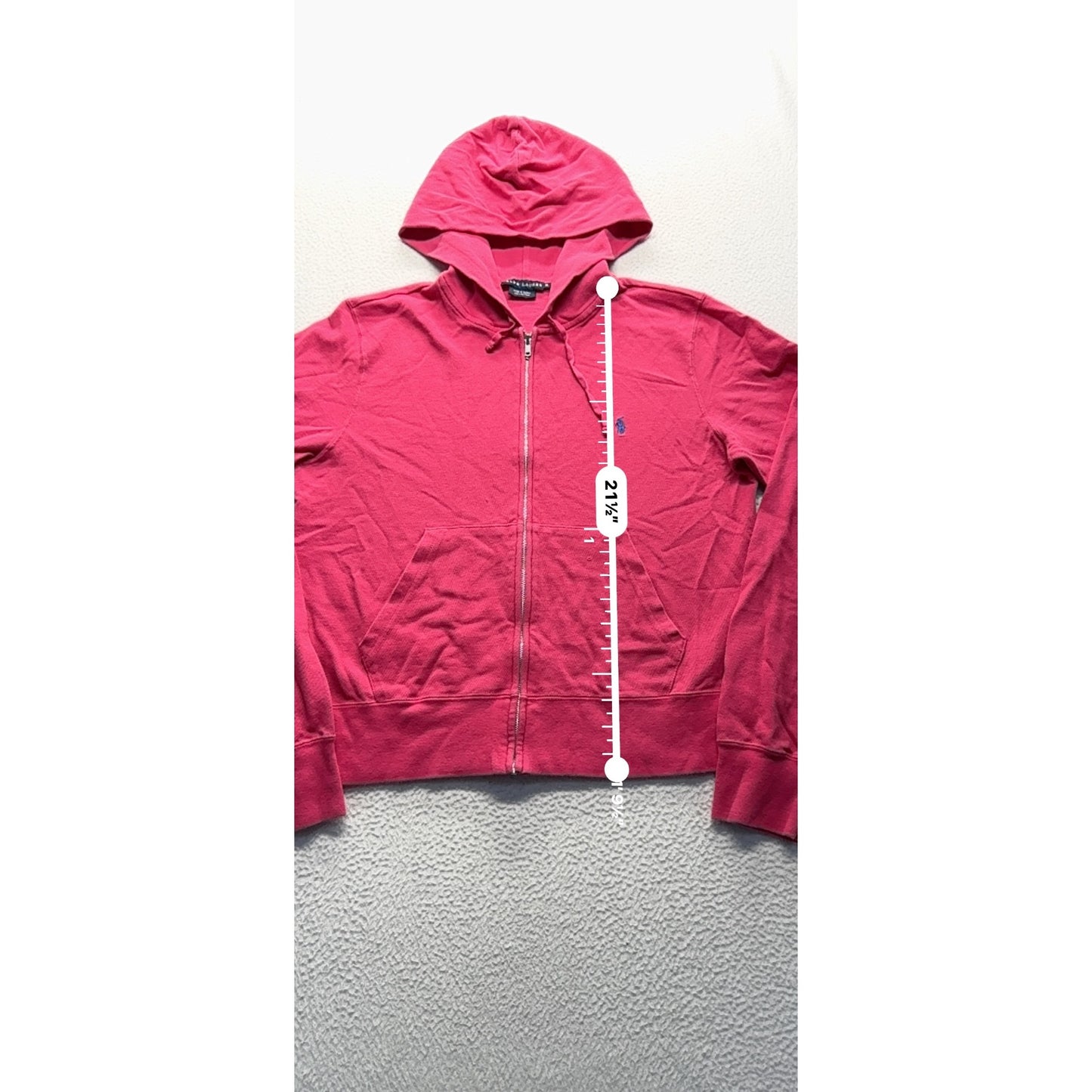 VTG Ralph Lauren Red Hoodie Jacket XL 100% Cotton #7968