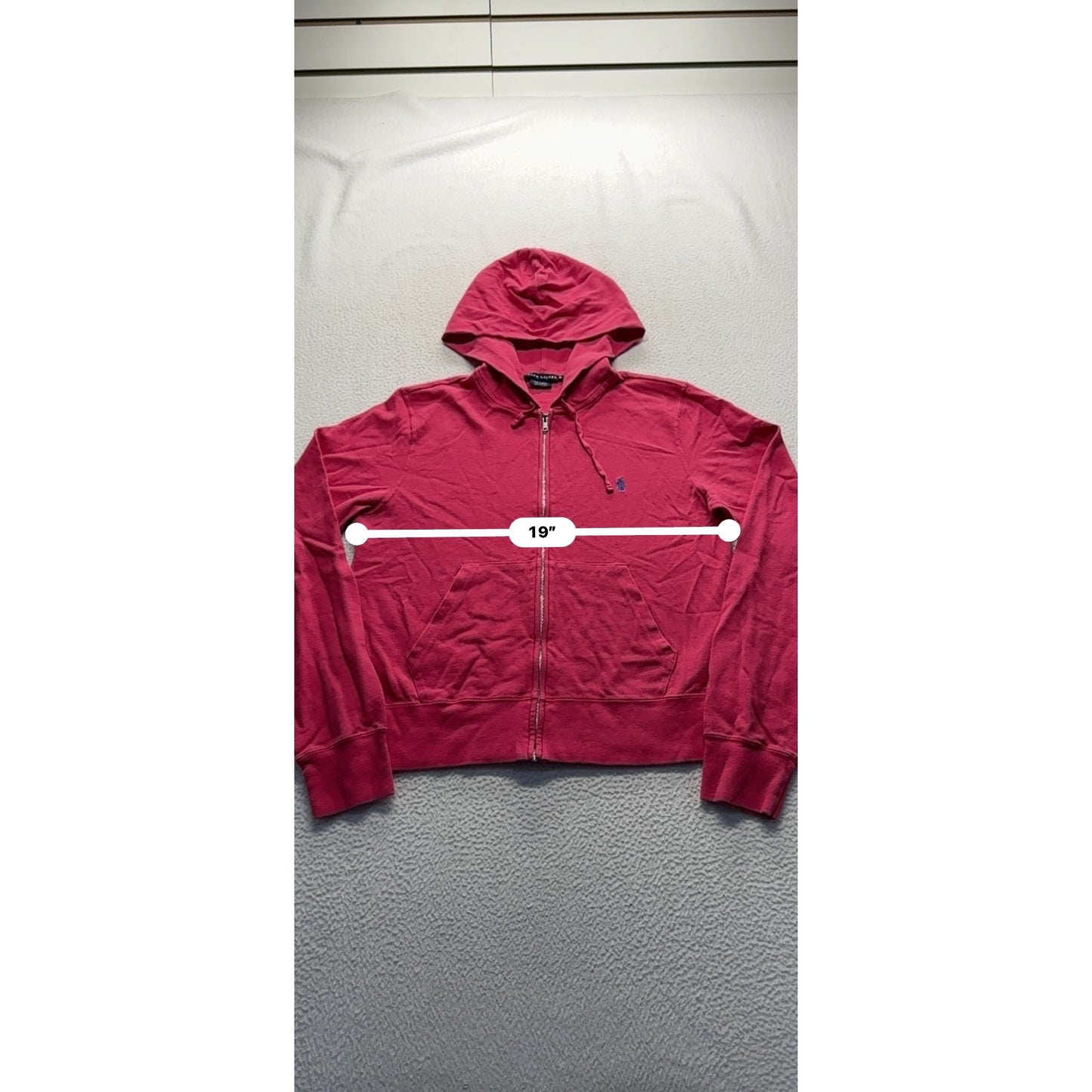 VTG Ralph Lauren Red Hoodie Jacket XL 100% Cotton #7968
