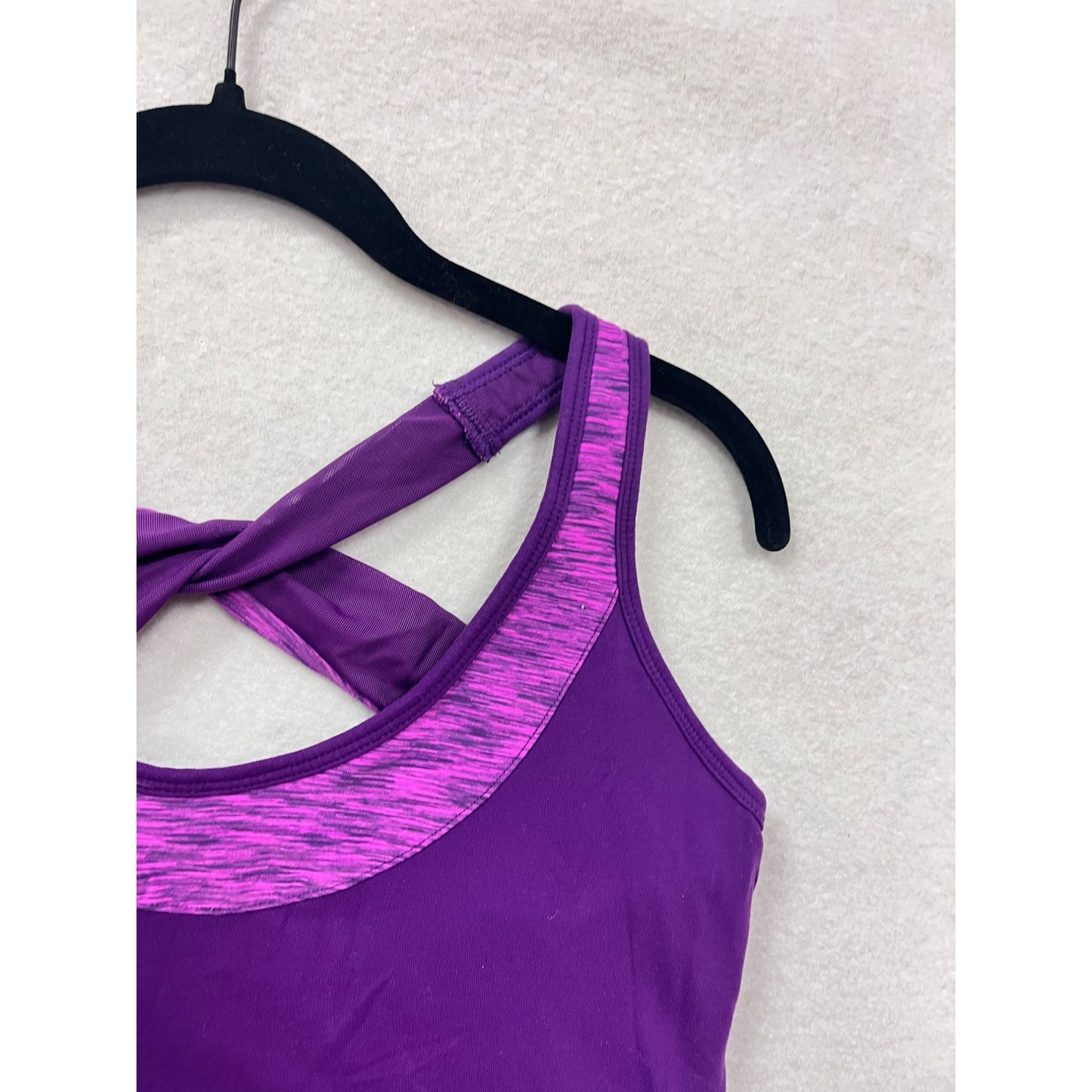 Lucy Twist Back Womens Athletic Purple Tank Top XS/S #6345
