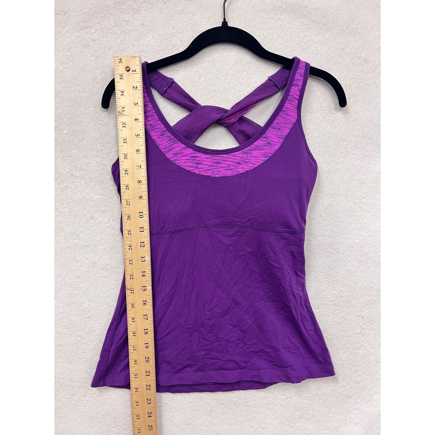 Lucy Twist Back Womens Athletic Purple Tank Top XS/S #6345