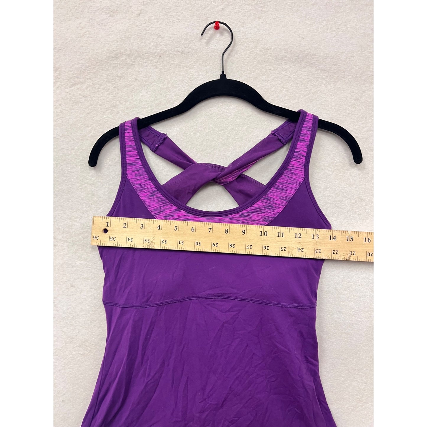 Lucy Twist Back Womens Athletic Purple Tank Top XS/S #6345