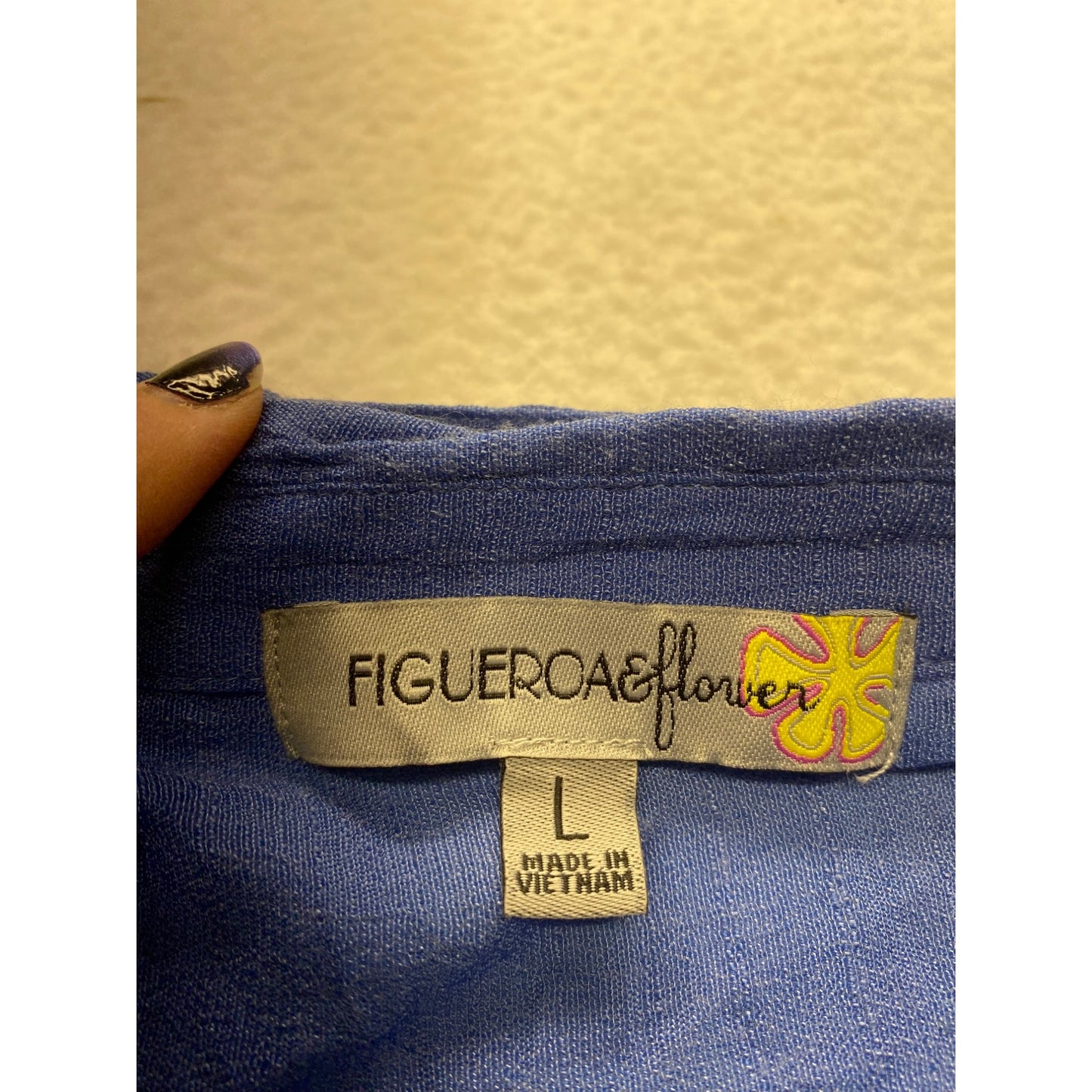 Figueroa & Flower Womens Blue Long-Sleeve Button-Down Tunic Top #7342