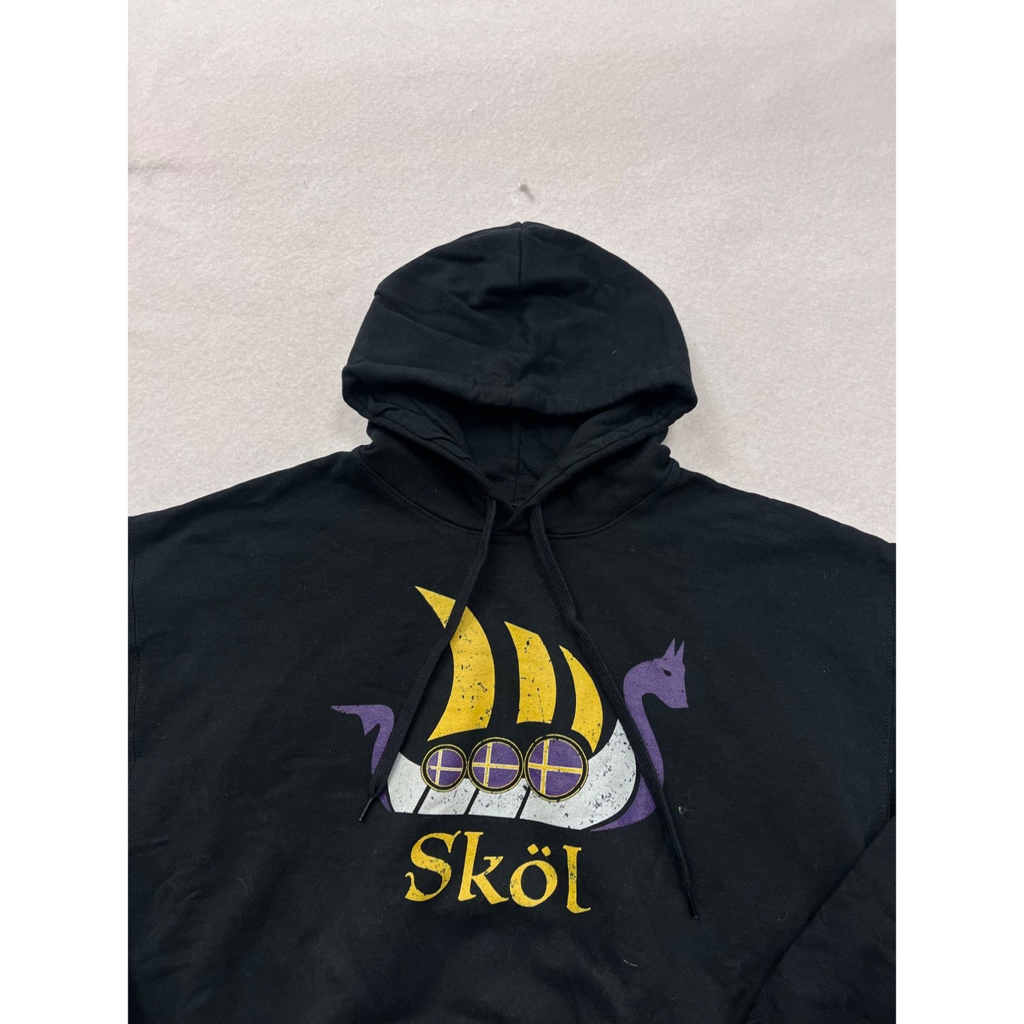 Sköl Viking Ship Graphic Black Hoodie L #8963