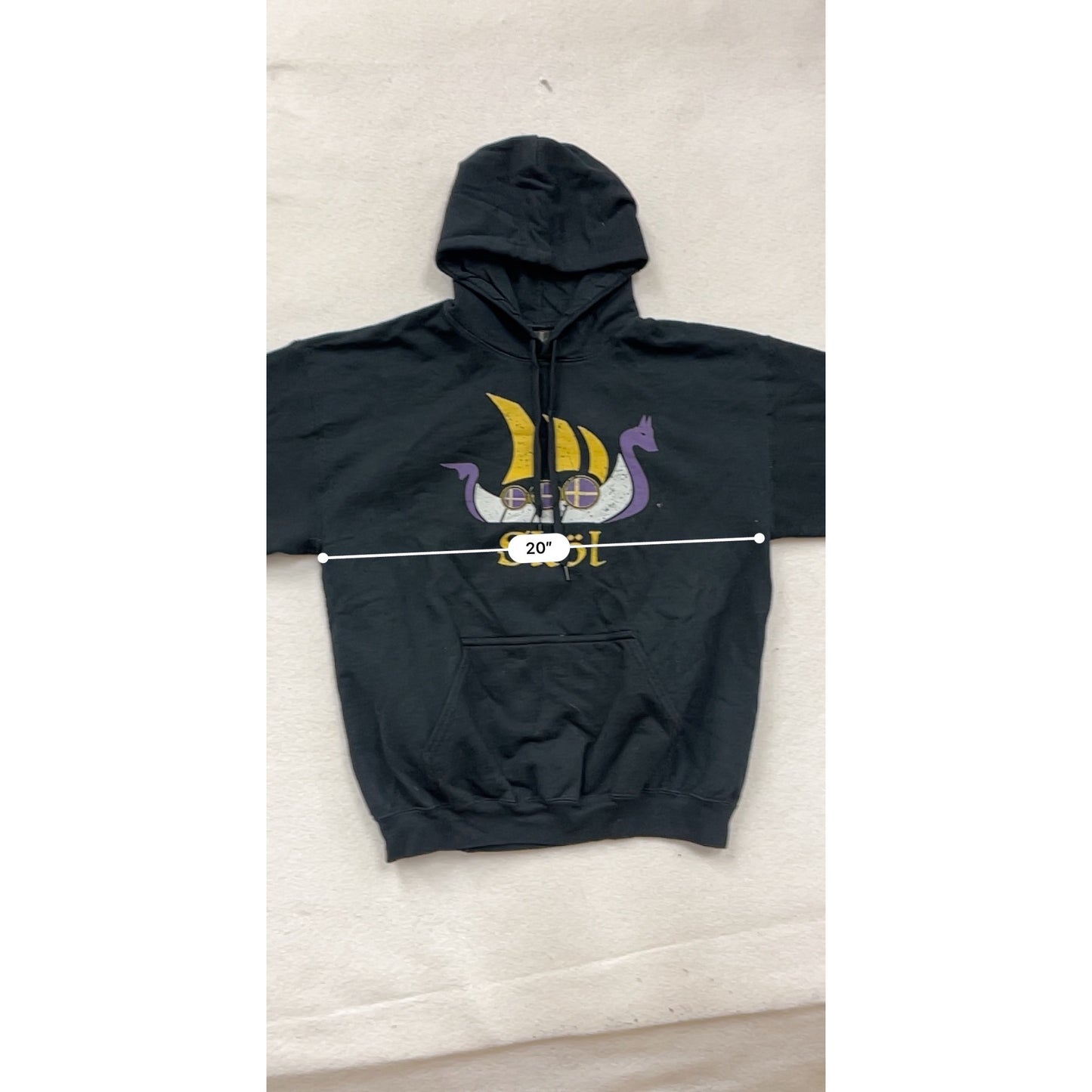 Sköl Viking Ship Graphic Black Hoodie L #8963