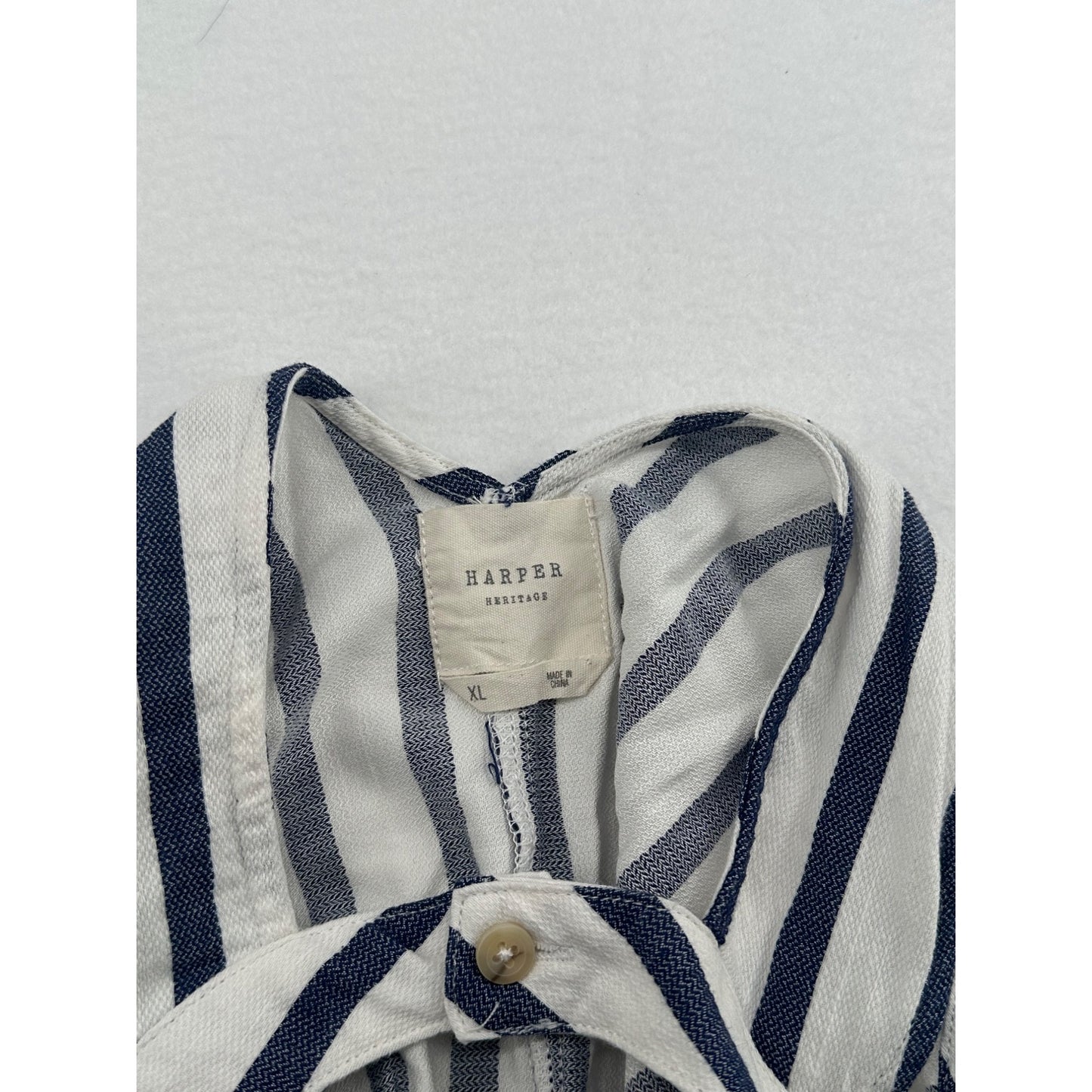 Harper Heritage Womens Striped Halter Tank Top Blue & White Sleeveless Cotton & Rayon Blend Size XL #6317