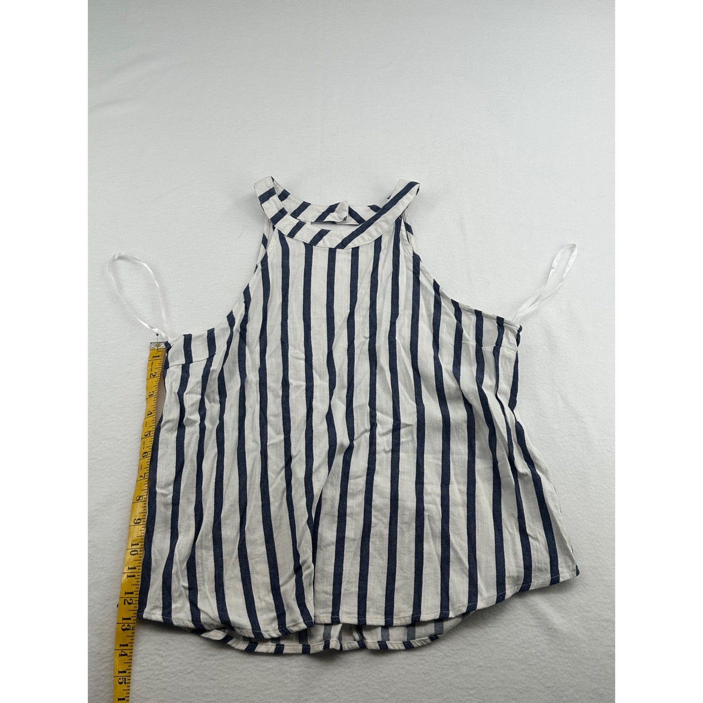Harper Heritage Womens Striped Halter Tank Top Blue & White Sleeveless Cotton & Rayon Blend Size XL #6317