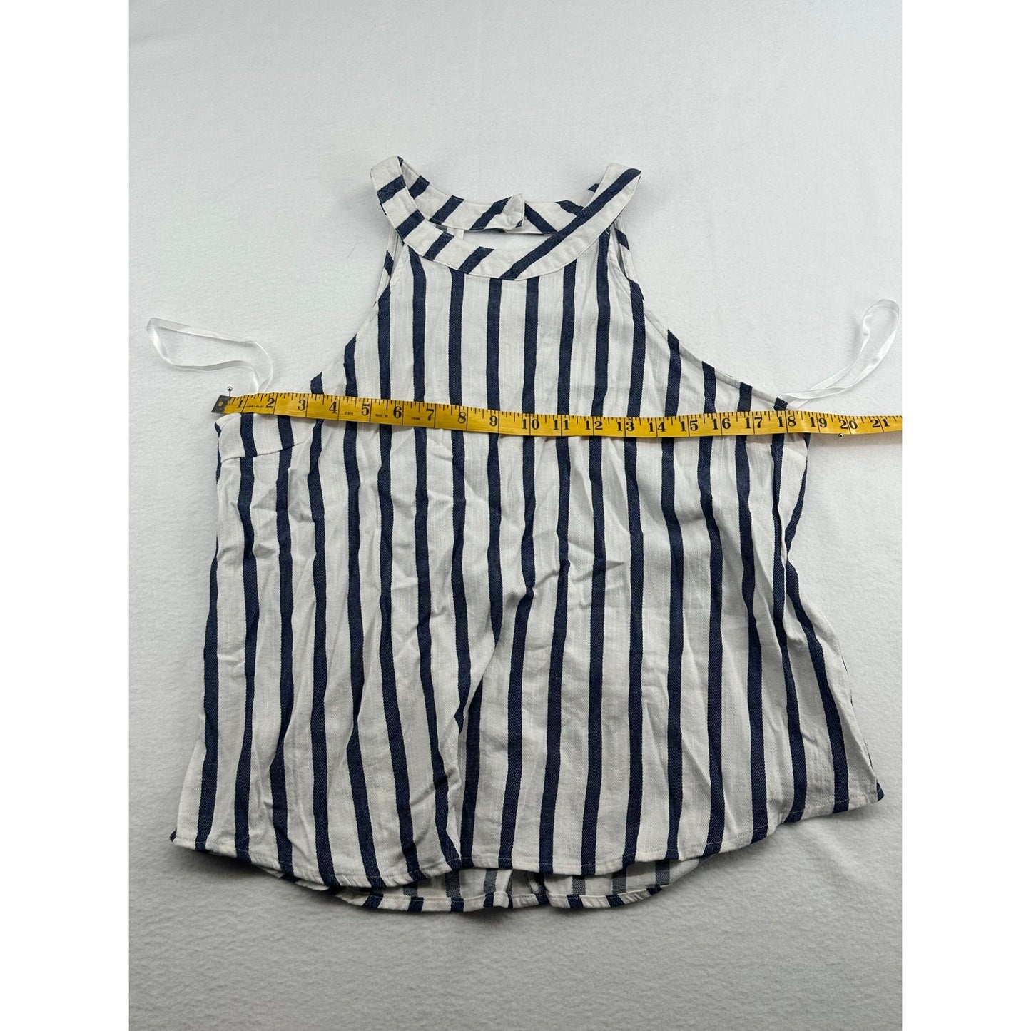 Harper Heritage Womens Striped Halter Tank Top Blue & White Sleeveless Cotton & Rayon Blend Size XL #6317