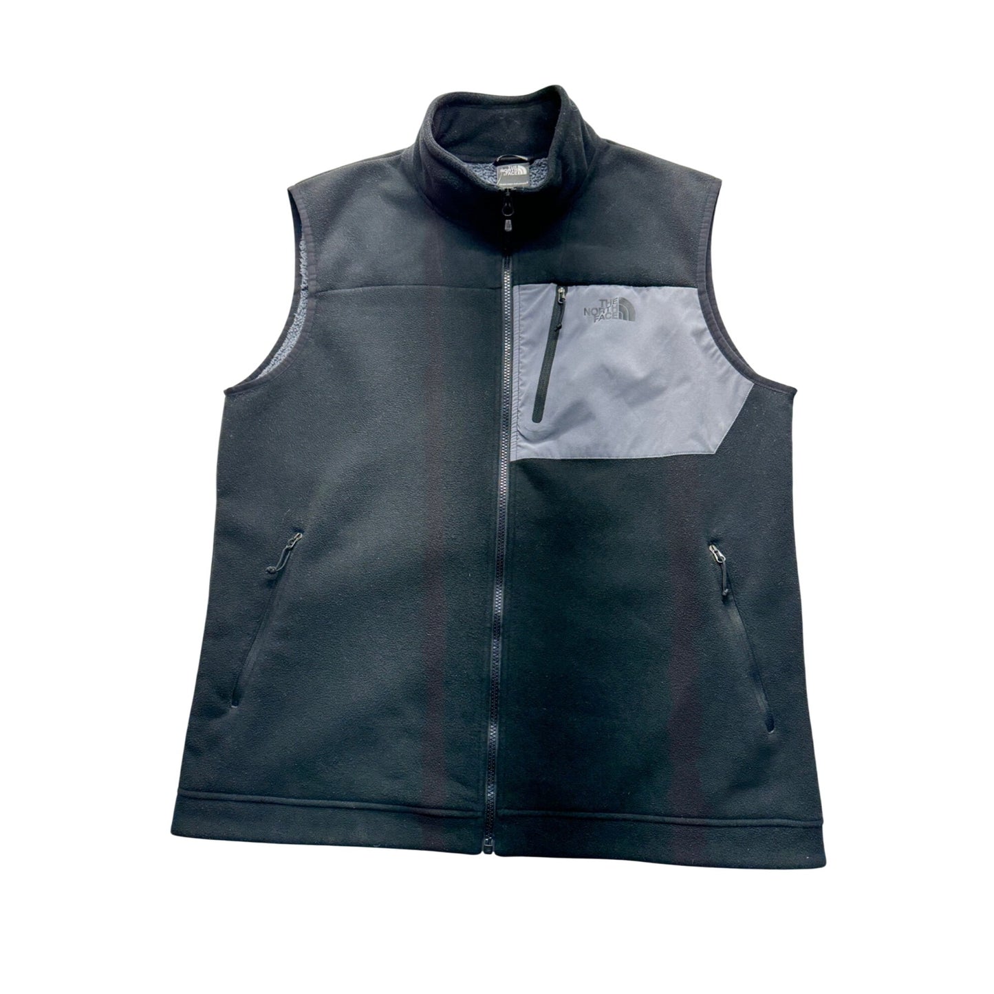 The North Face Mens Black & Gray Fleece Vest XL With Pockets #7782