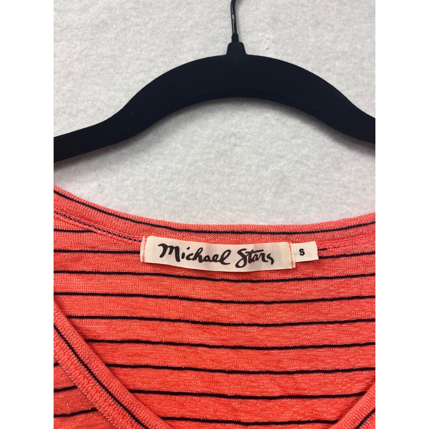 Michael Stars Womens Small Red & Black Striped Tank Top Cotton Blend Sleeveless USA Made #6764