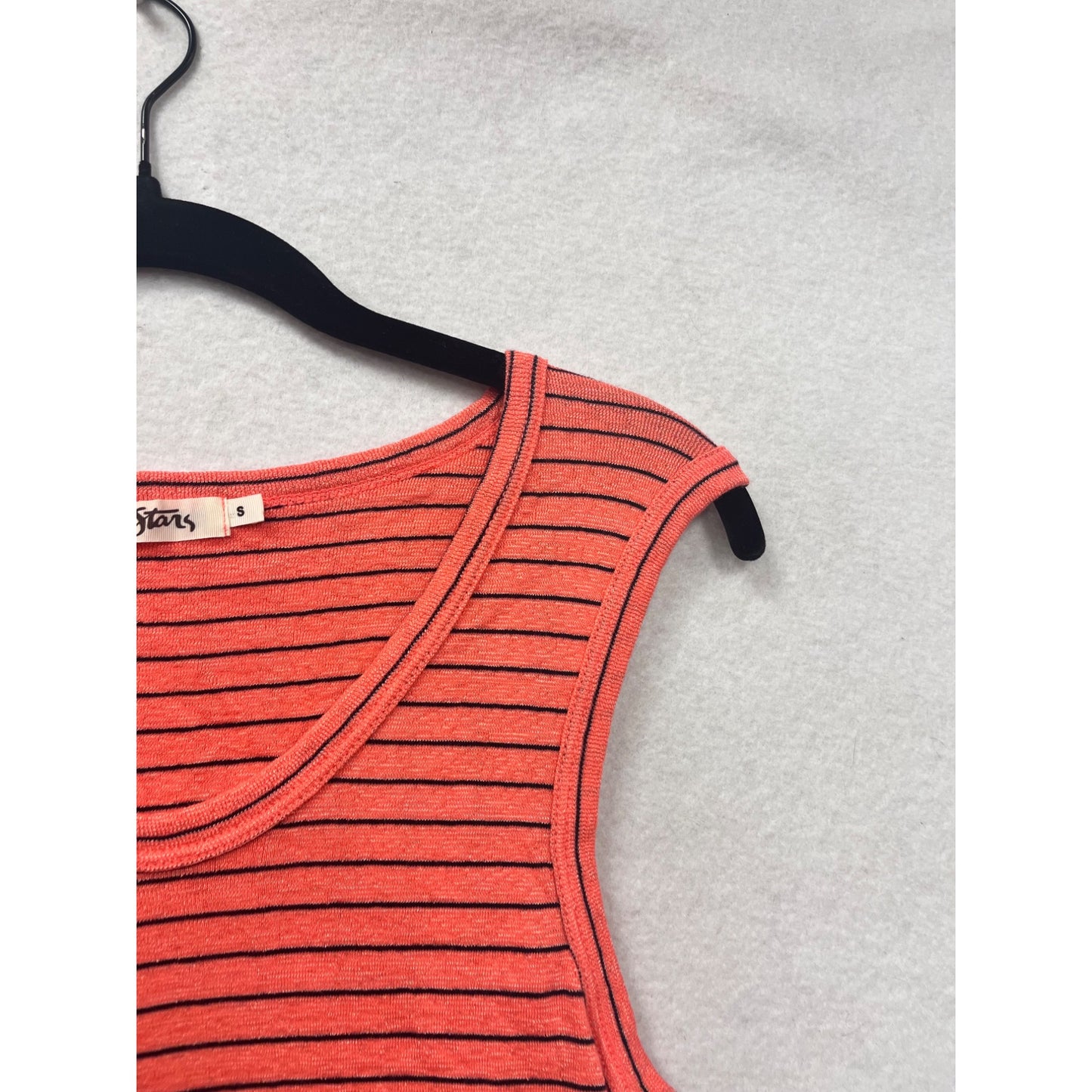 Michael Stars Womens Small Red & Black Striped Tank Top Cotton Blend Sleeveless USA Made #6764